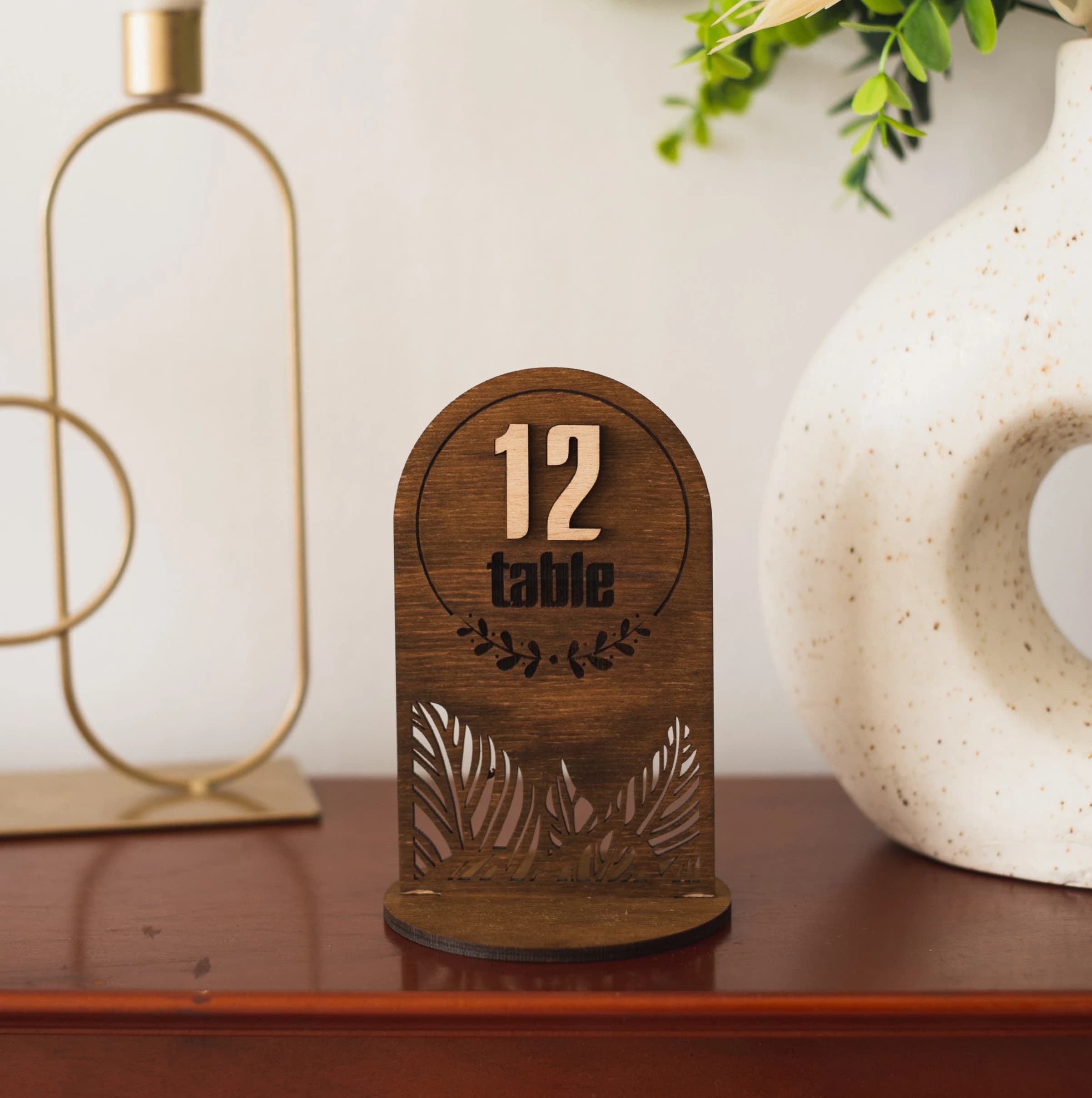 Wedding table numbers wooden, Table number holders, Wooden table numbers, Arch table number, Simple table number, Floral table number - image 4
