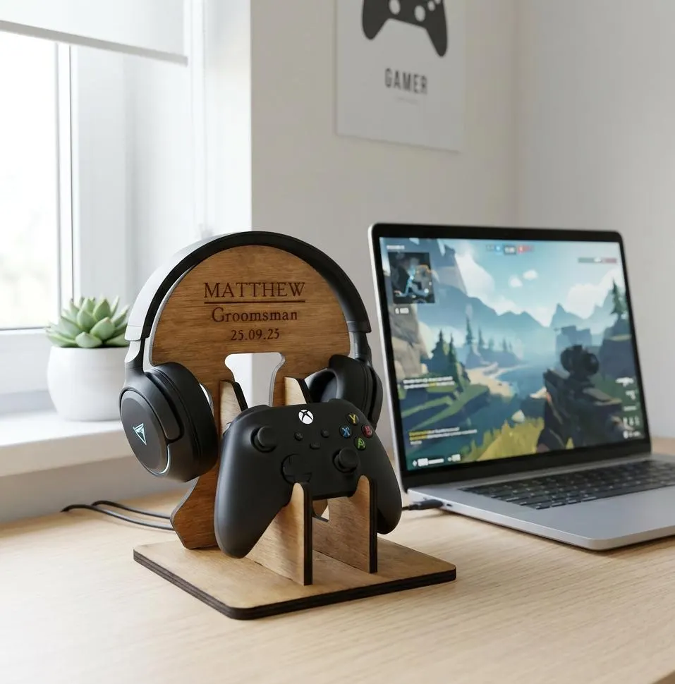 Custom Headset Controller Stand, Gaming Headset Holder, Custom Gaming Stand, Headphone and Controller Holder, Gaming Desk Organizer