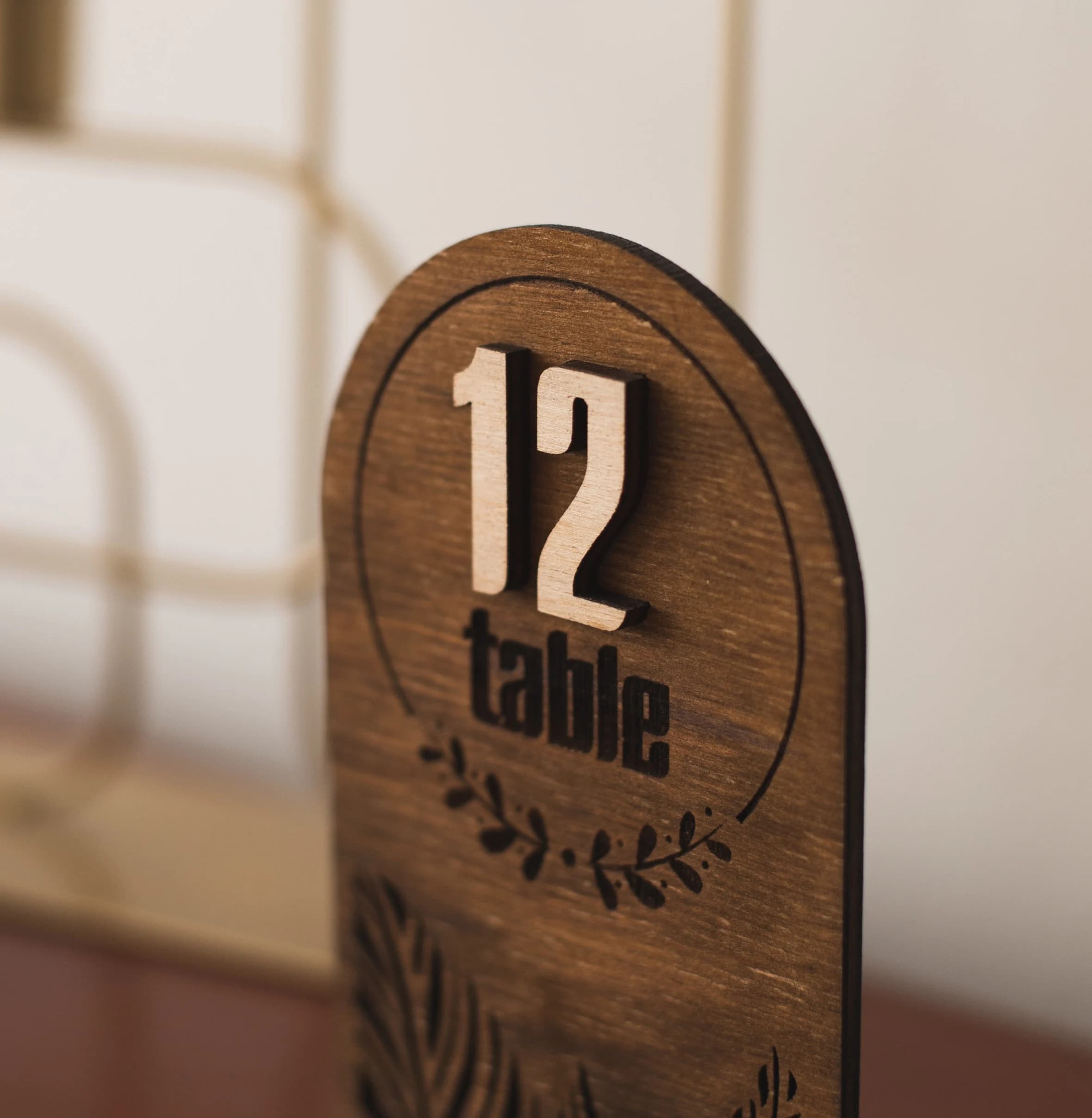 Wedding table numbers wooden, Table number holders, Wooden table numbers, Arch table number, Simple table number, Floral table number - image 3