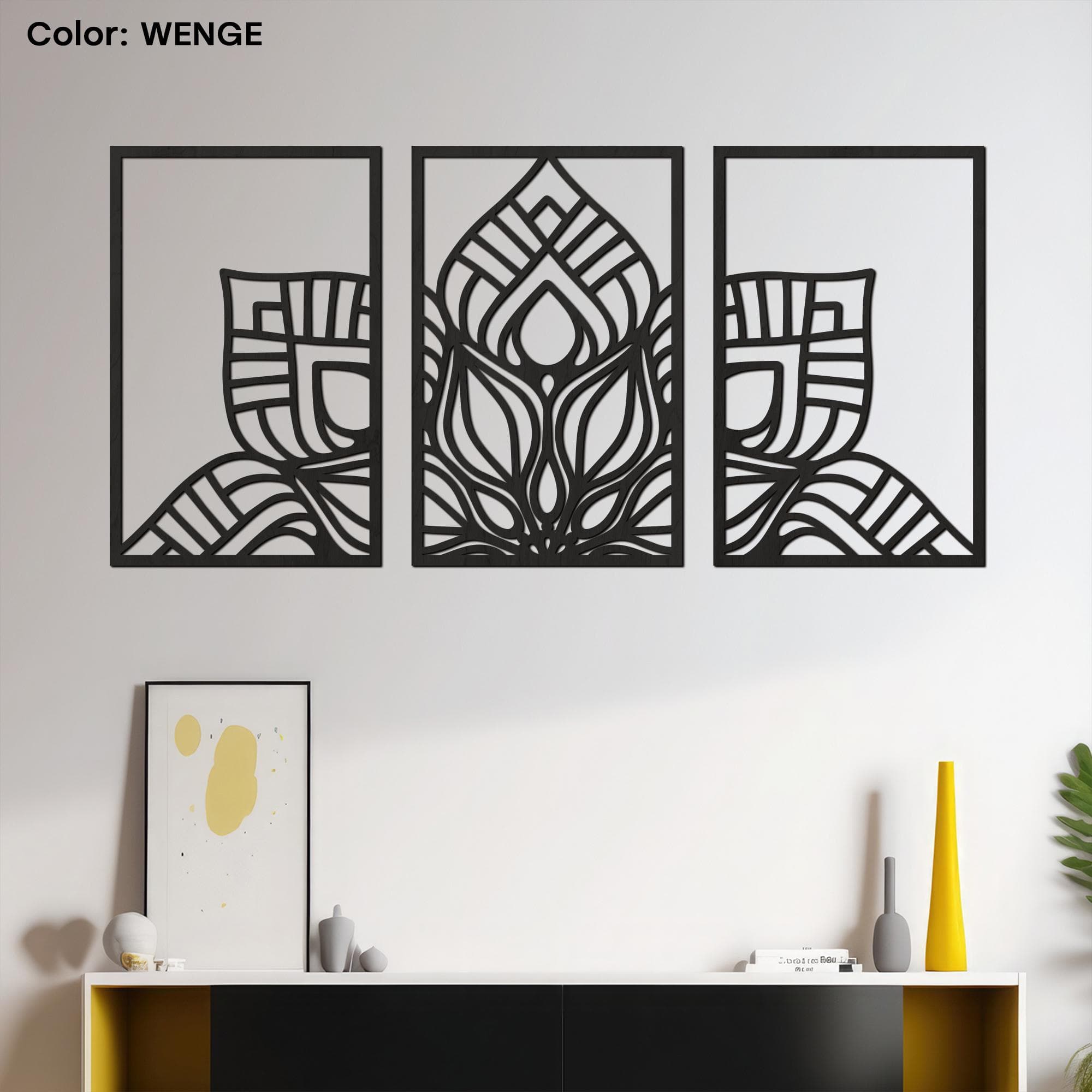 Mandalas flower wall art, Wooden mandala art, Mandala flower panel, Floral mandala decor, Mandala set of 3 frames, Bohemian wooden mandala
