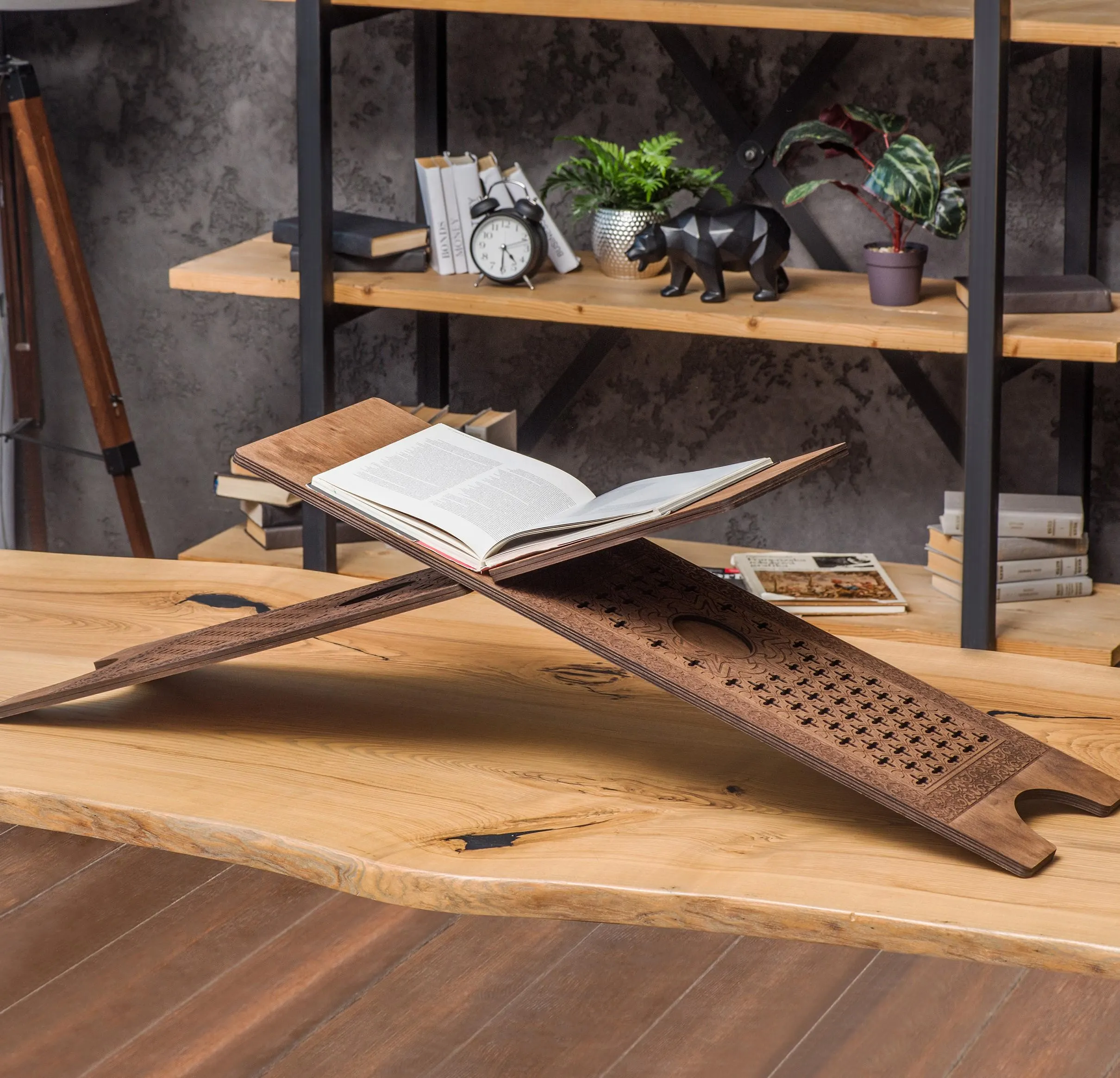 Wooden quran holder, Quran stand holder for books, Wooden book stand for reading, Open book stand wood,Islamic gift ideas,Wooden book holder - image 3