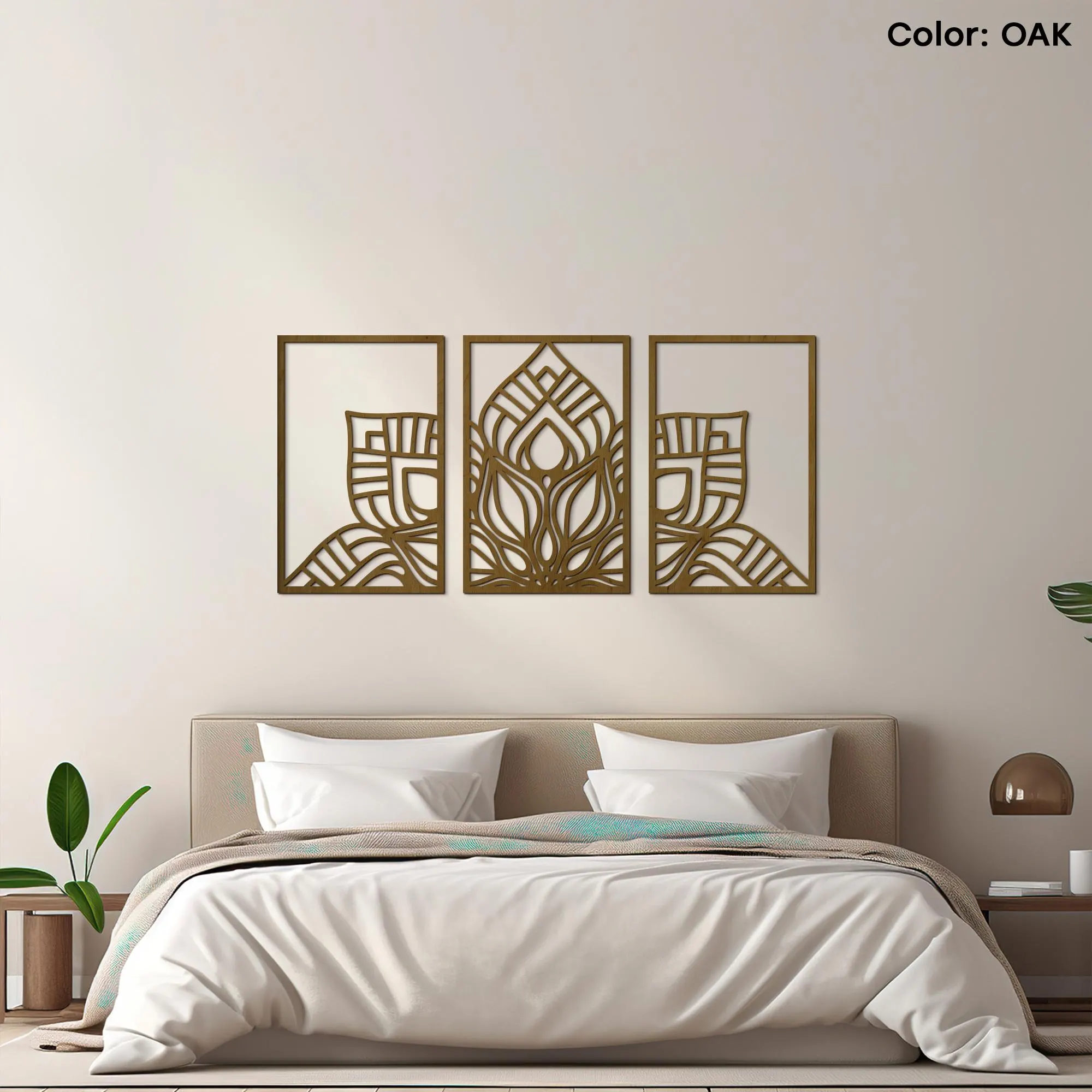Mandalas flower wall art, Wooden mandala art, Mandala flower panel, Floral mandala decor, Mandala set of 3 frames, Bohemian wooden mandala - image 3