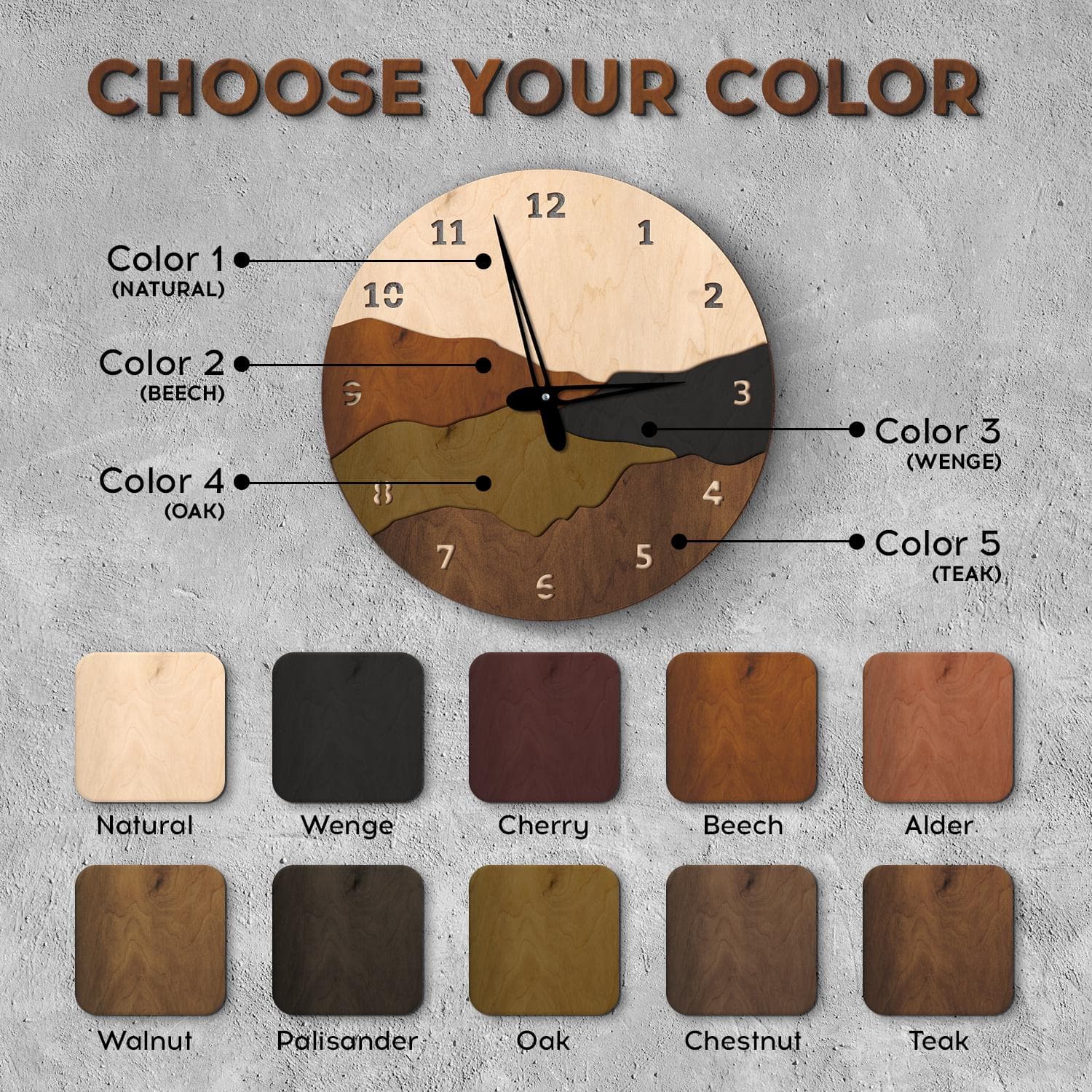 Mountain wall clock, Wood mountain clock, Nature wall clock, Landscape clock, Unique wall clock home decor, Wooden wall clock large - image 5