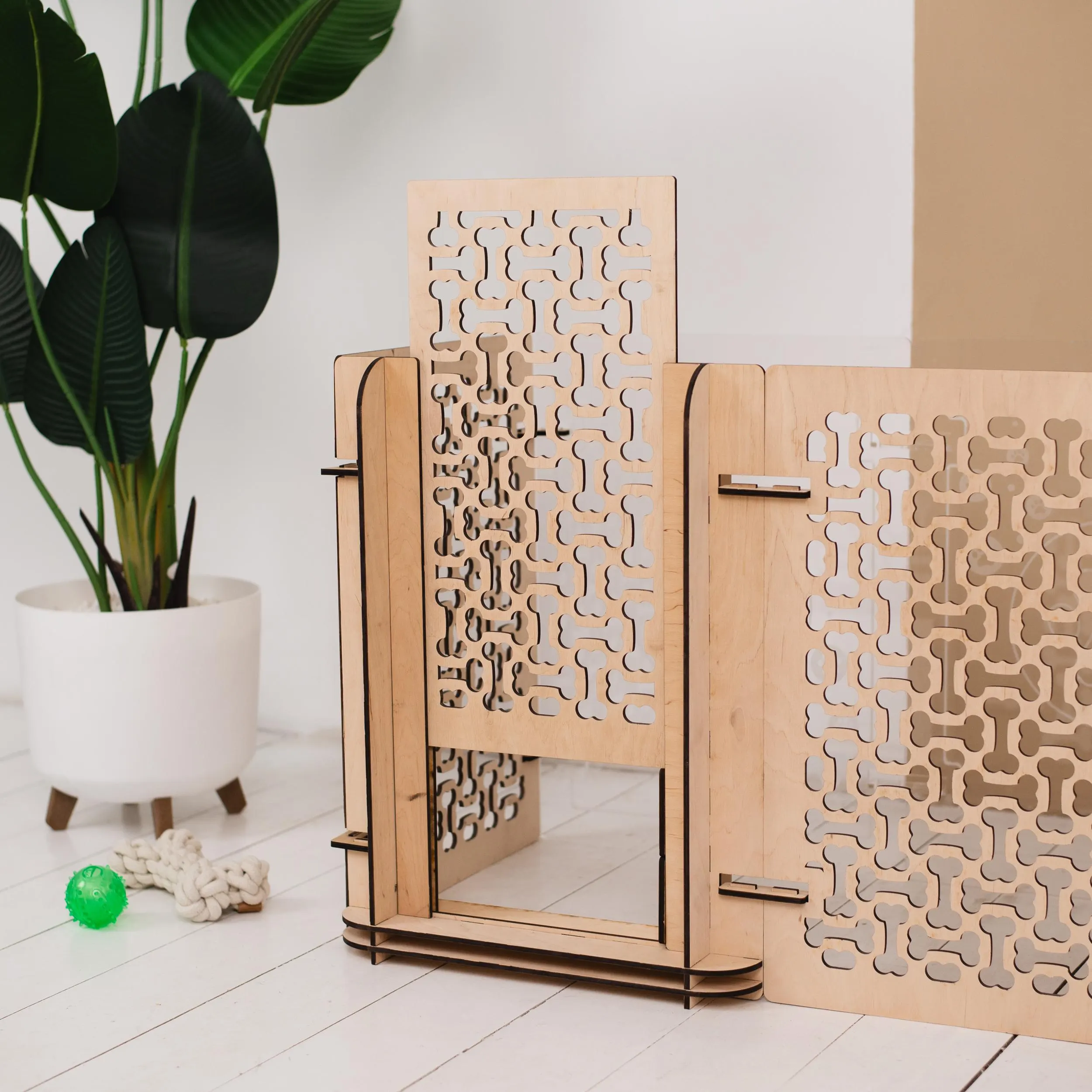 Wooden dog playpen, Dog fence for indoor, Acrylic pet playpen, Dog crate with door, Large dog crate furniture, Freestanding dog gate - image 3