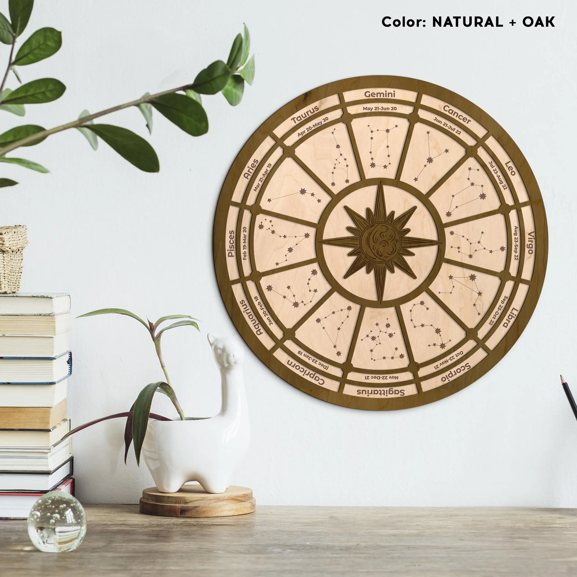 Wooden Zodiac Wheel, Astrology Chart Decor, Engraved Star Sign Wheel, Spiritual Wall Art, Constellation wheel, Mystic Home Decor - image 2