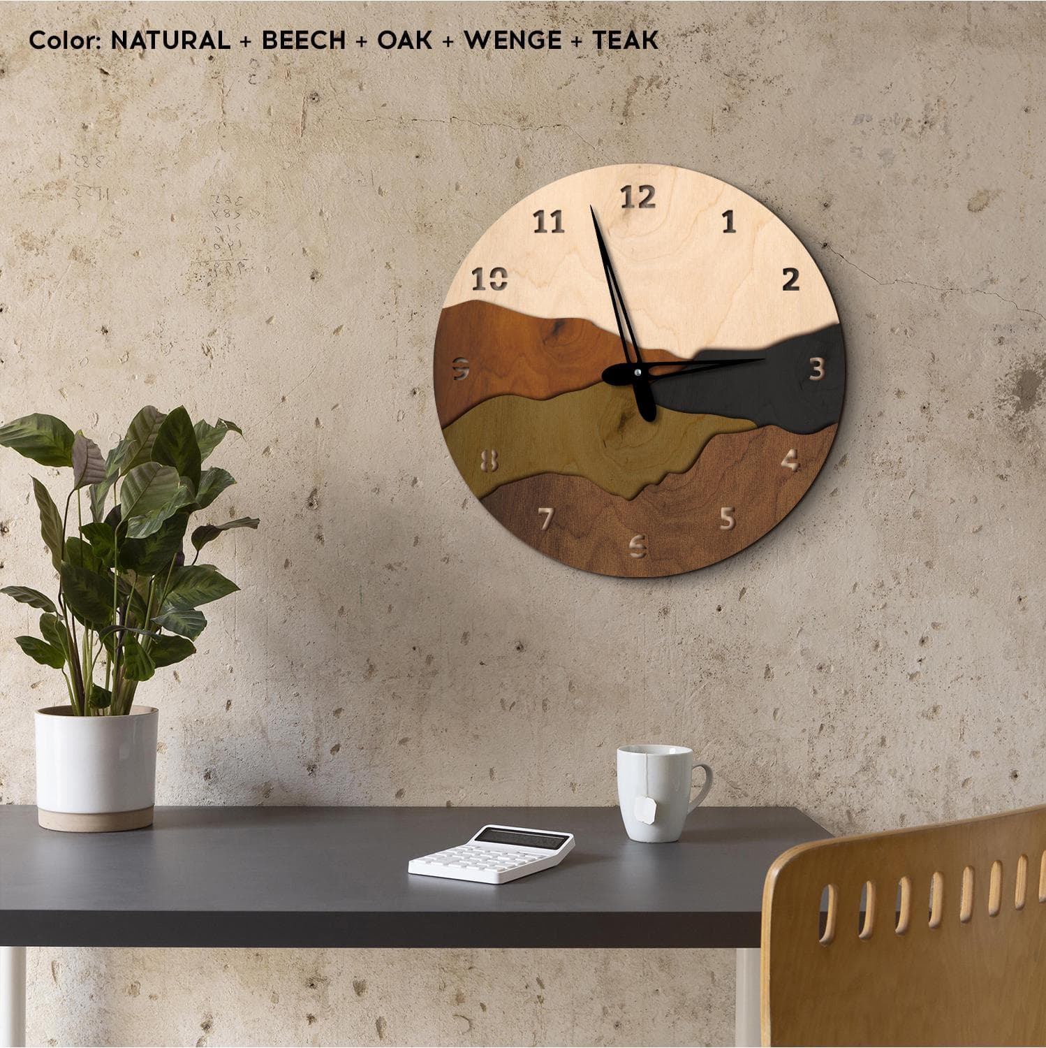 Mountain wall clock, Wood mountain clock, Nature wall clock, Landscape clock, Unique wall clock home decor, Wooden wall clock large - image 4