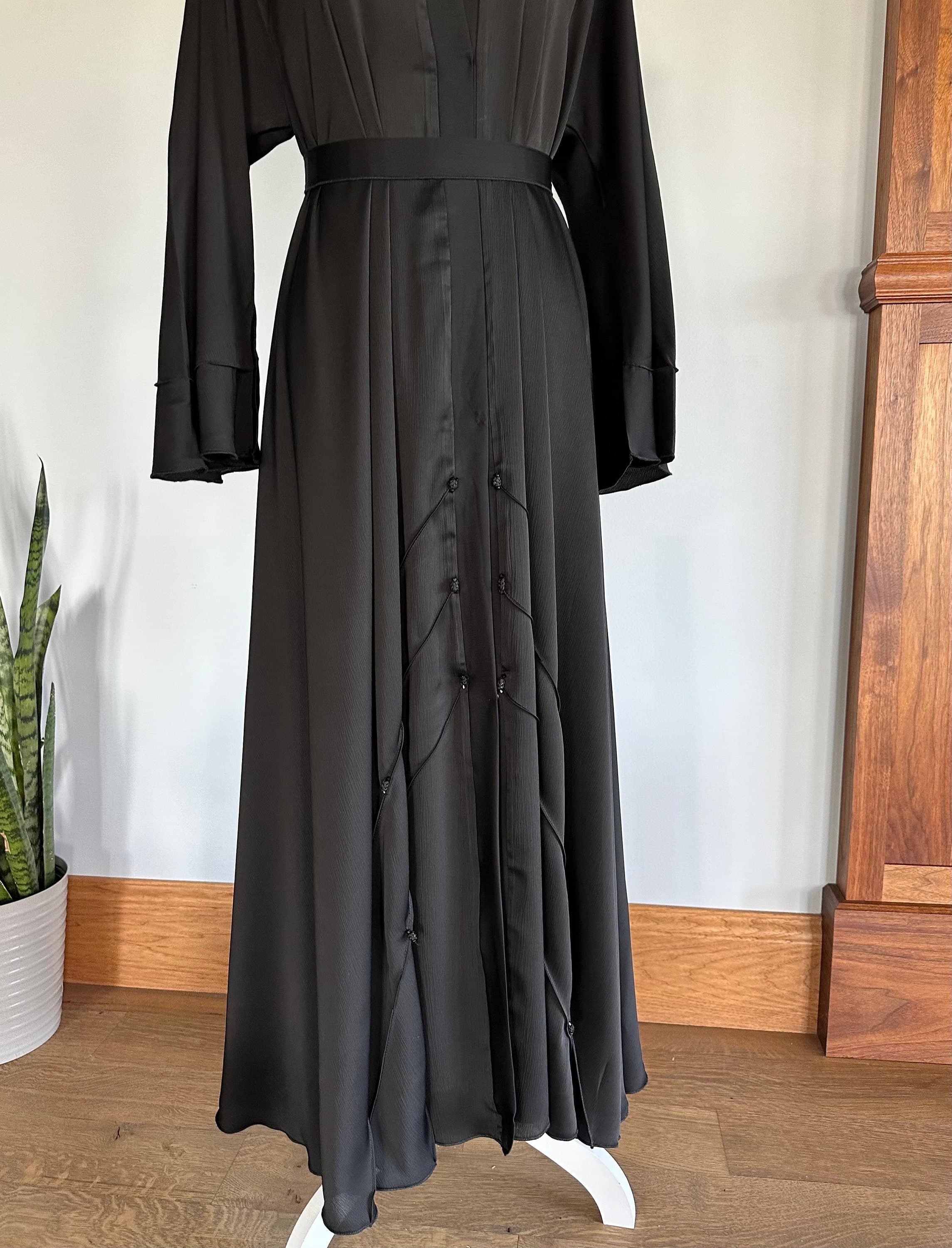 Black Modest Abaya with Matching Belt & Headscarf - image 5