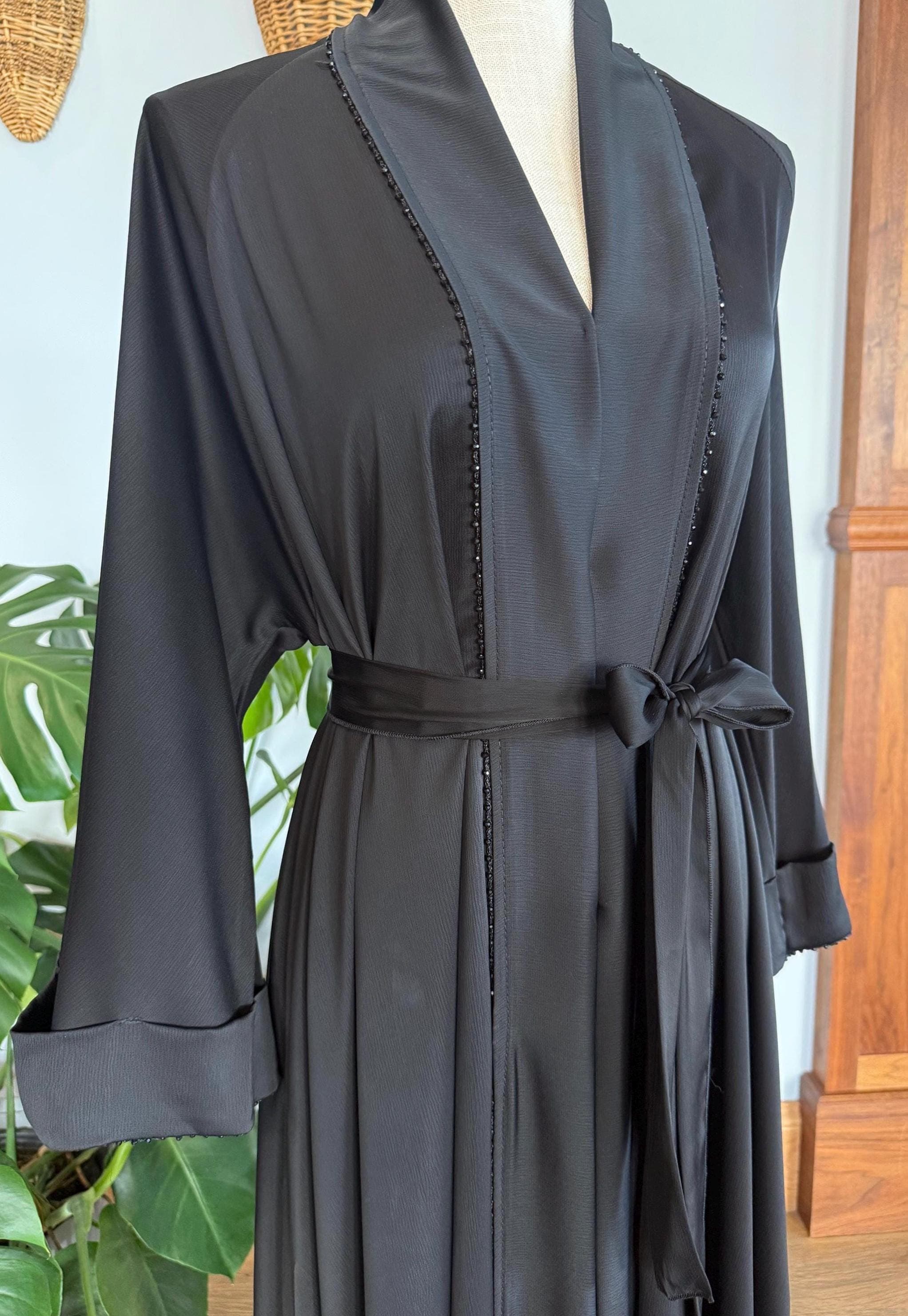 Folded Black Elegant Abaya with Matching Belt & Headscarf