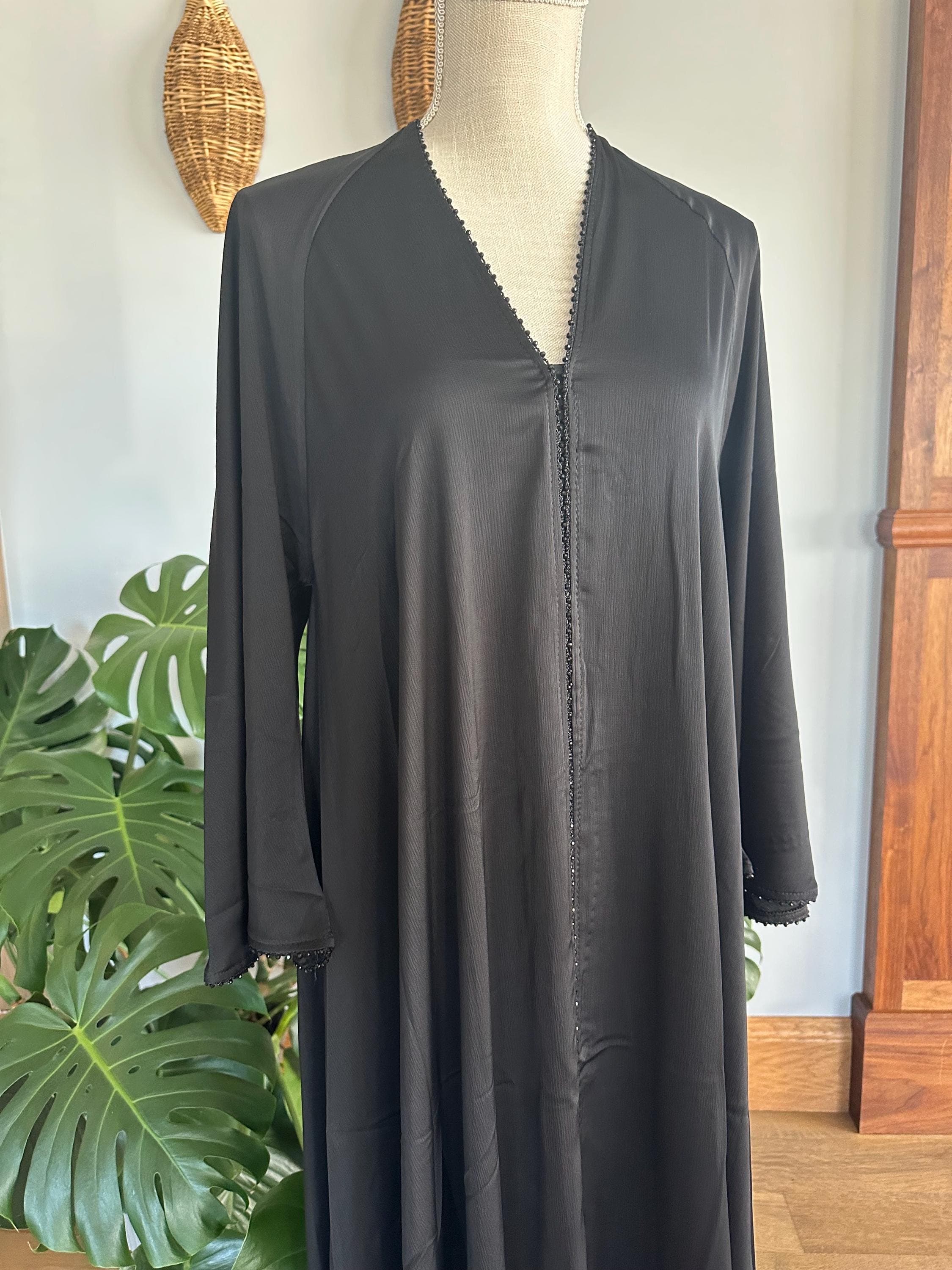 Black Elegant Abaya with Matching Belt & Headscarf - image 5
