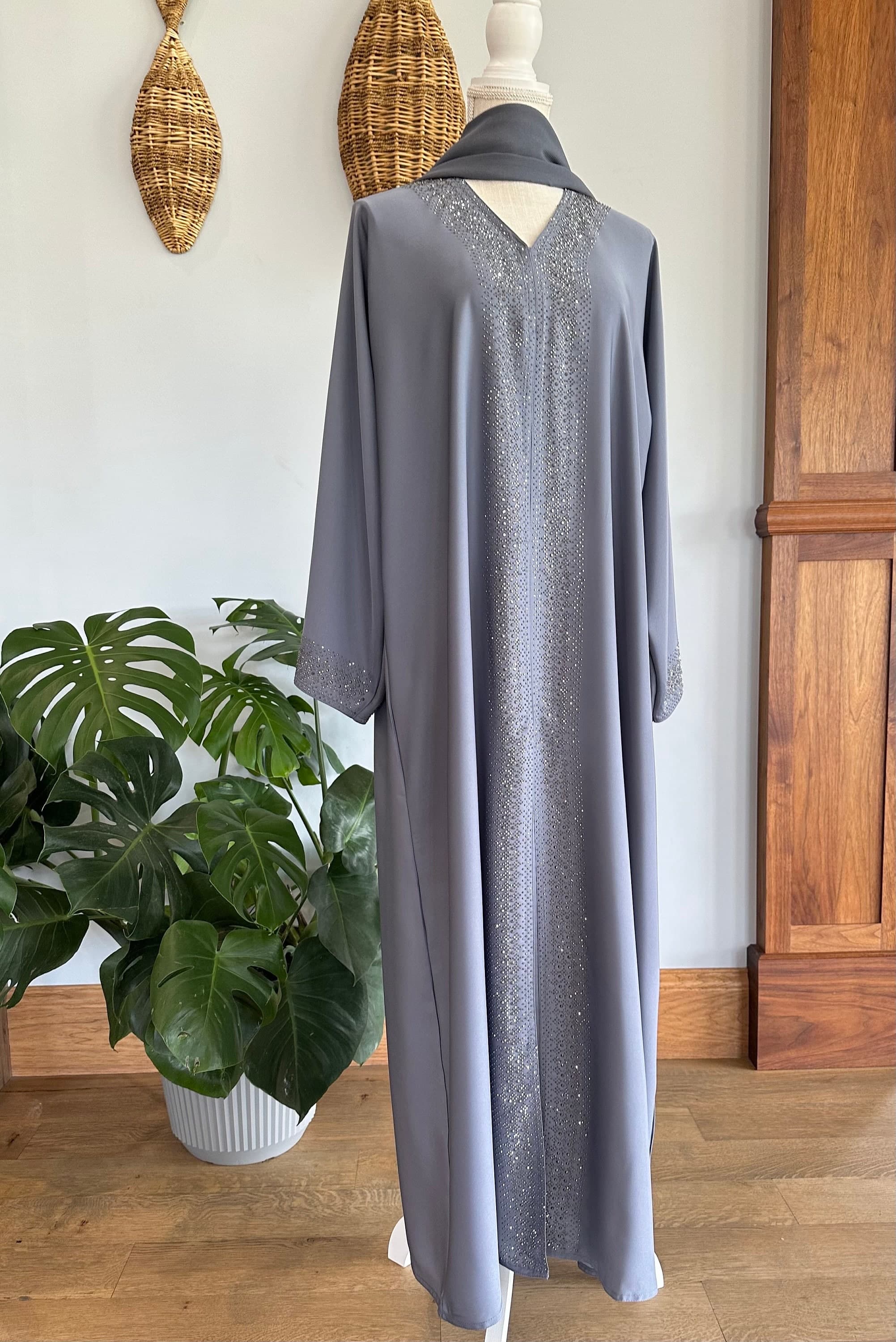 Steel Blue Modest Dubai Abaya, Women's Abaya - image 3