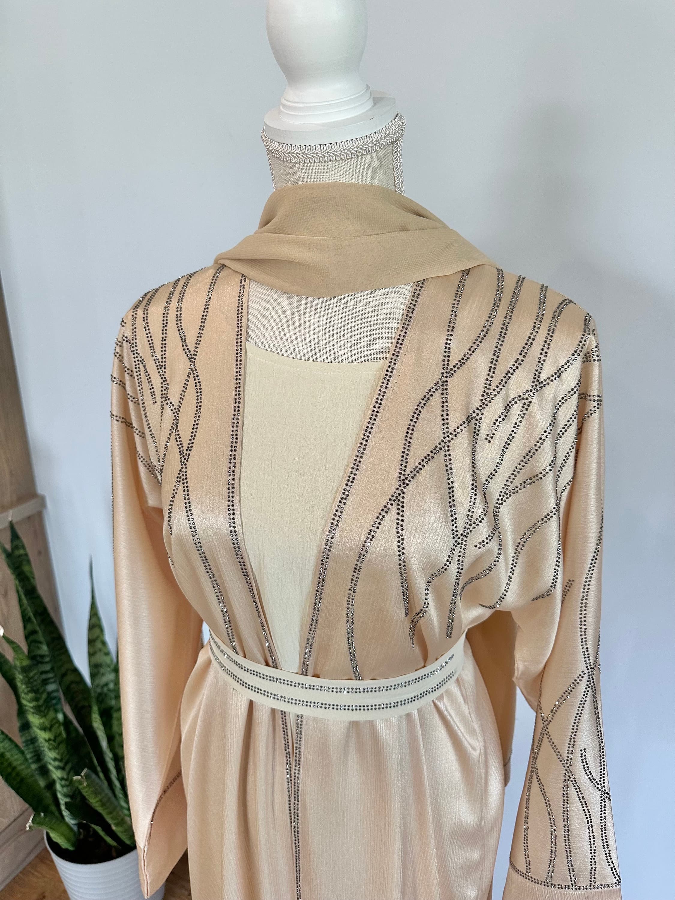 Light Yellow Modest Dubai Abaya, Women's Abaya