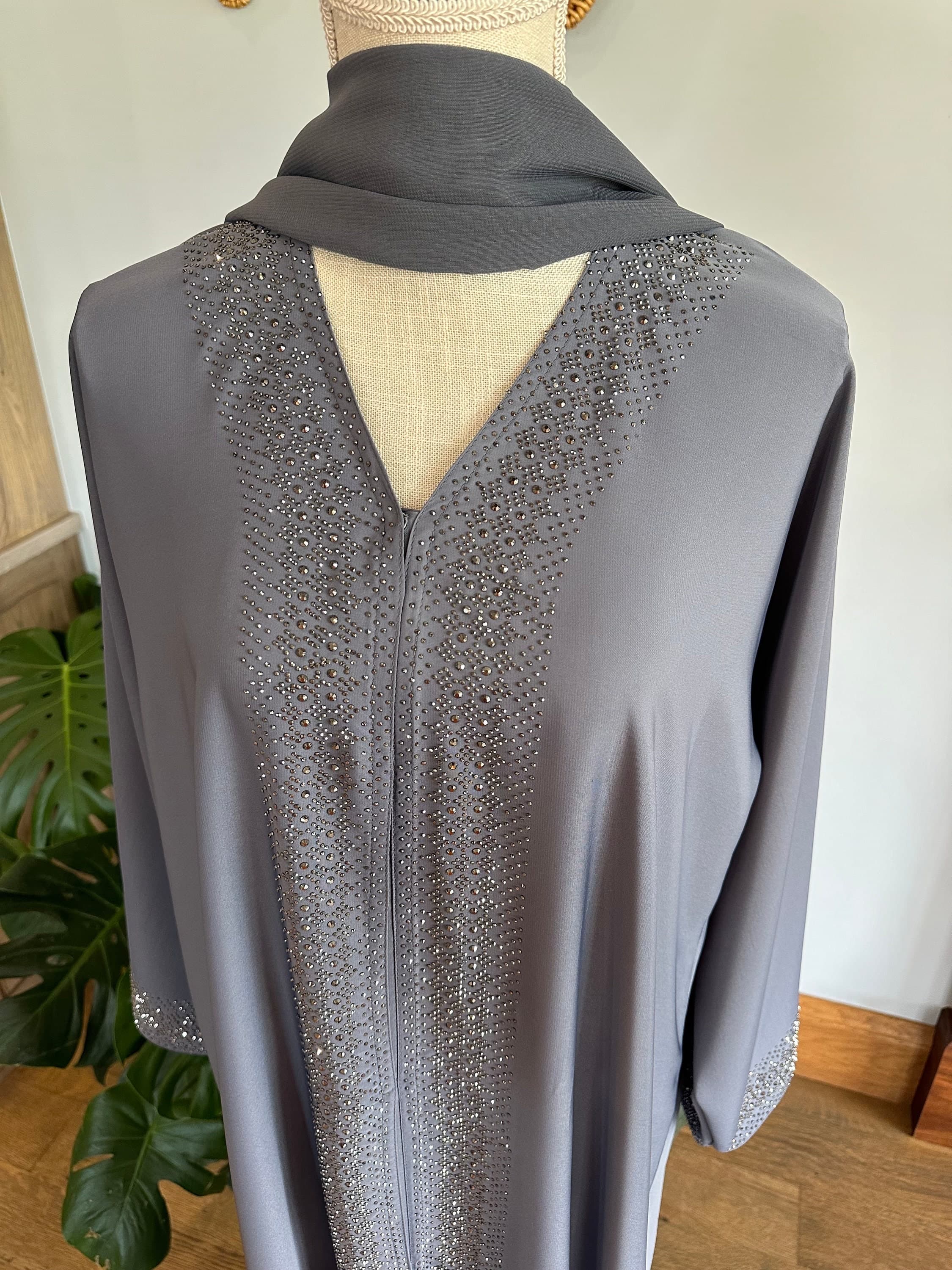 Steel Blue Modest Dubai Abaya, Women's Abaya - image 4