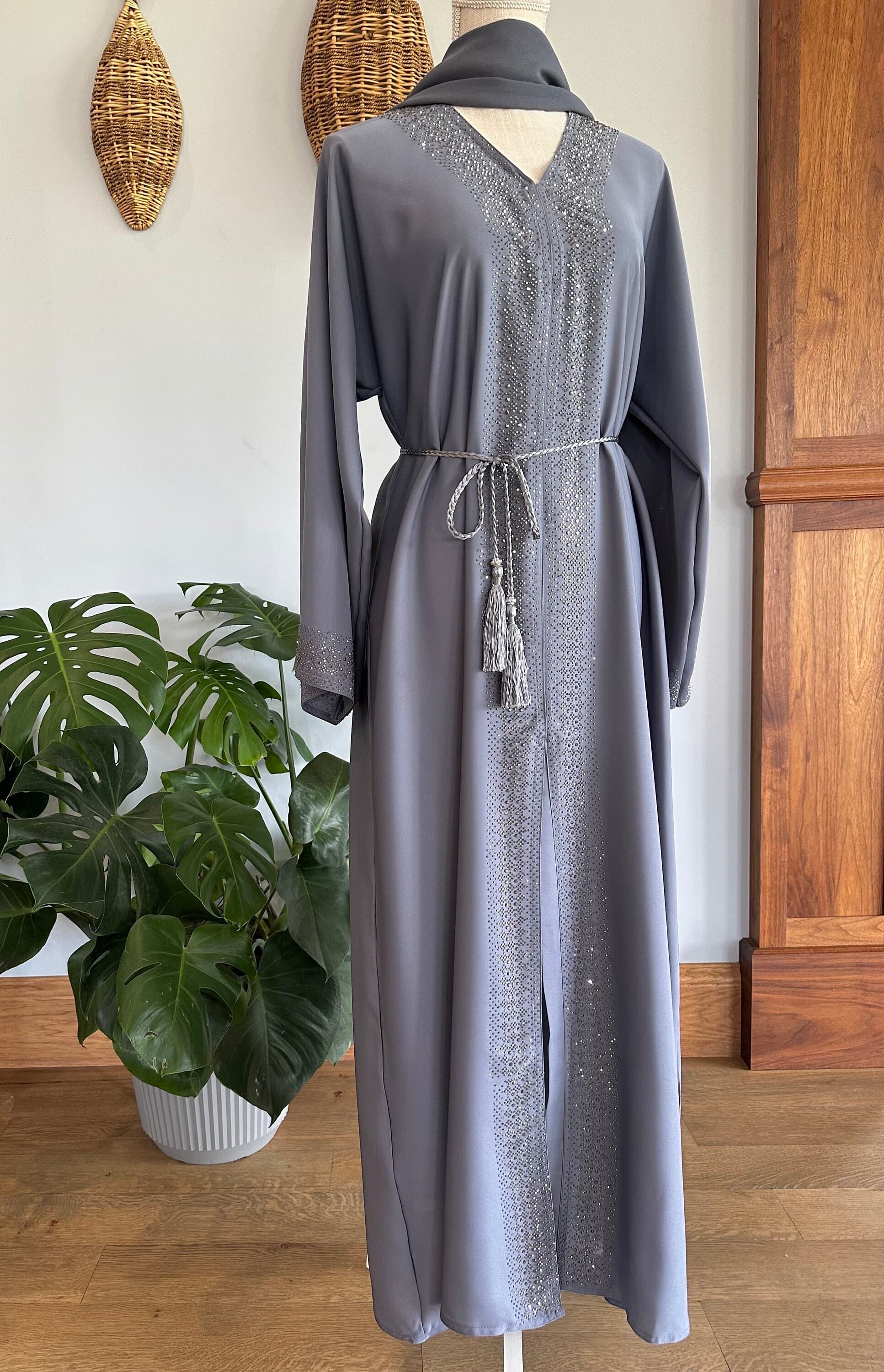 Steel Blue Modest Dubai Abaya, Women's Abaya - image 5