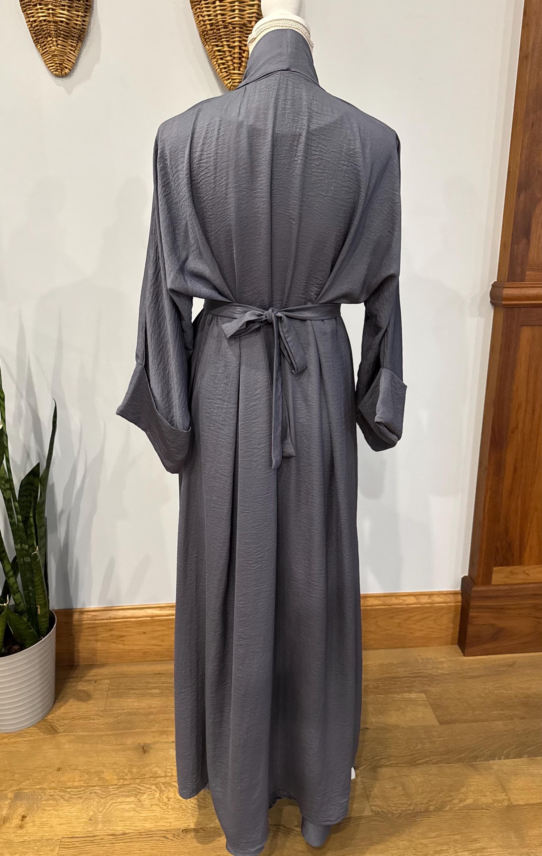 Plain Dubai Abaya Set: Women's Modest Dress with Headscarf & Belt - image 4
