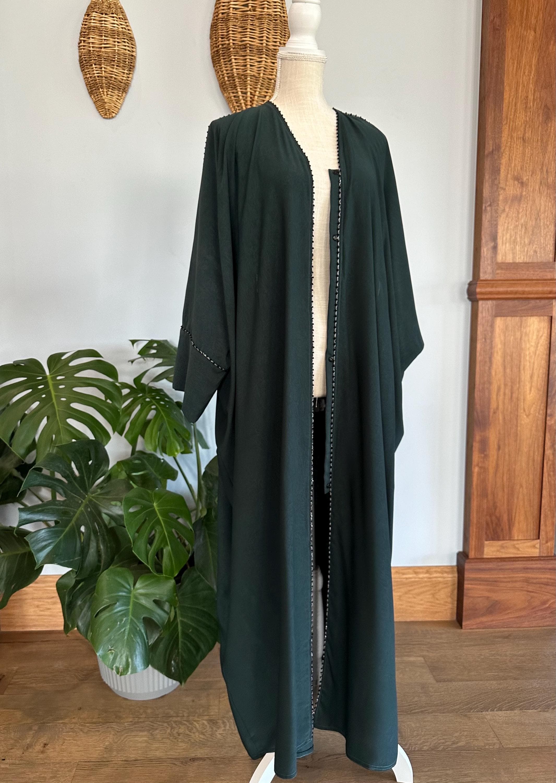 Green Butterfly Abaya with Matching Headscarf - image 3