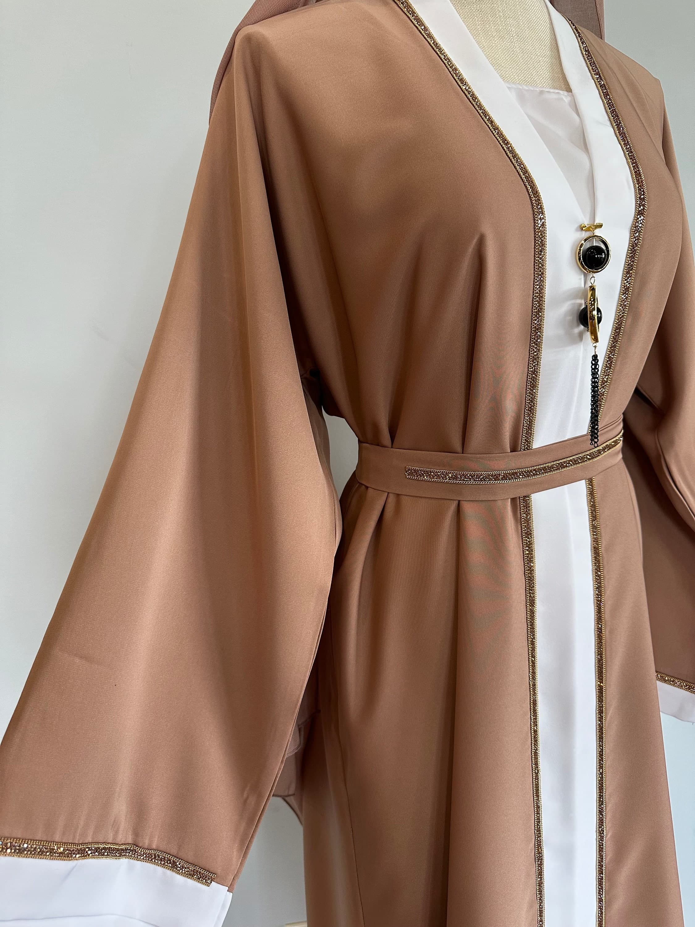 Light Brown Modest Dubai Abaya - image 3