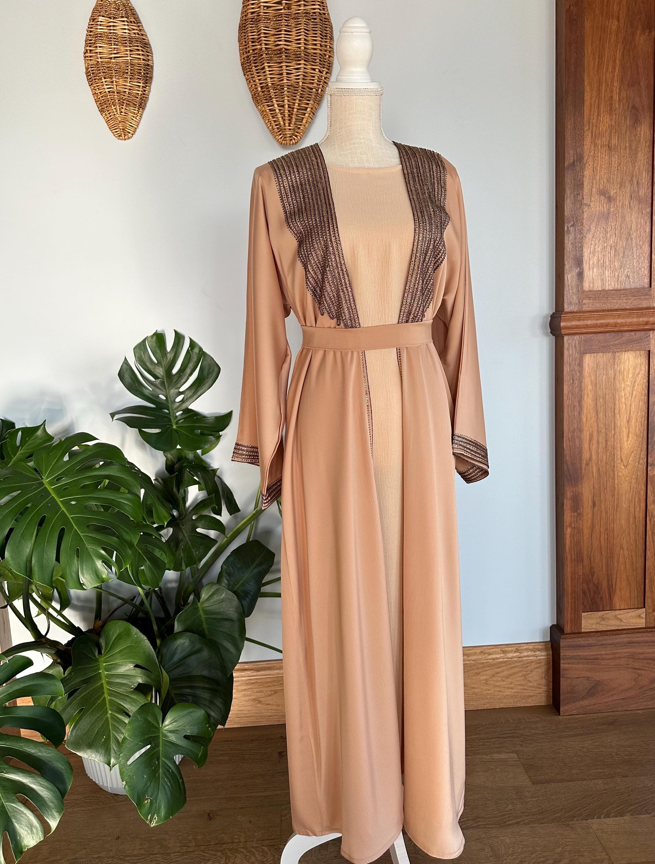 Peach Beige Modest Dubai Abaya, Women's Abaya - image 3