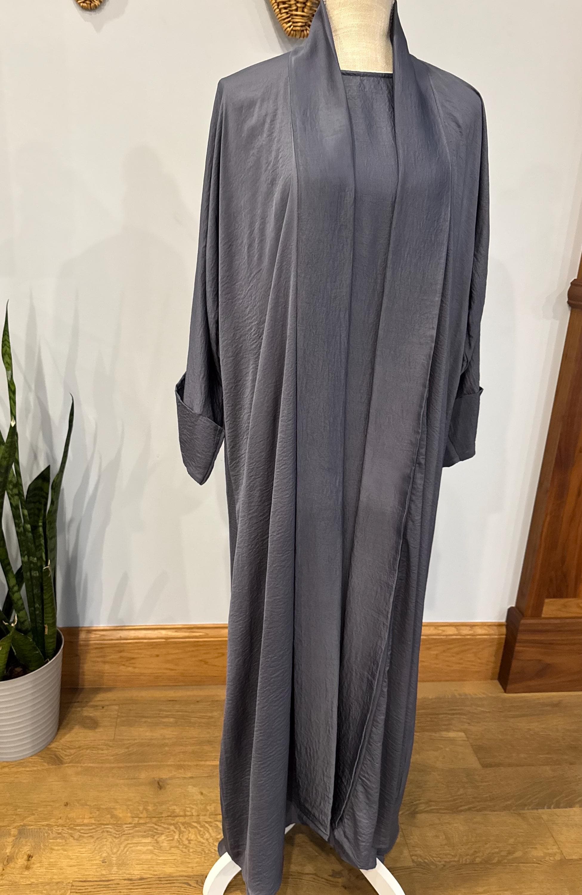 Plain Dubai Abaya Set: Women's Modest Dress with Headscarf & Belt - image 5