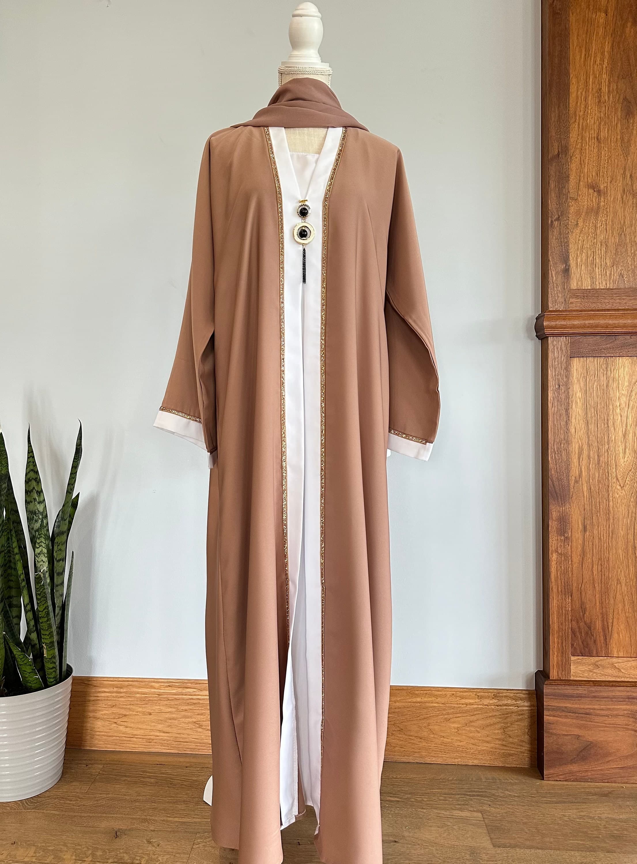 Light Brown Modest Dubai Abaya - image 5