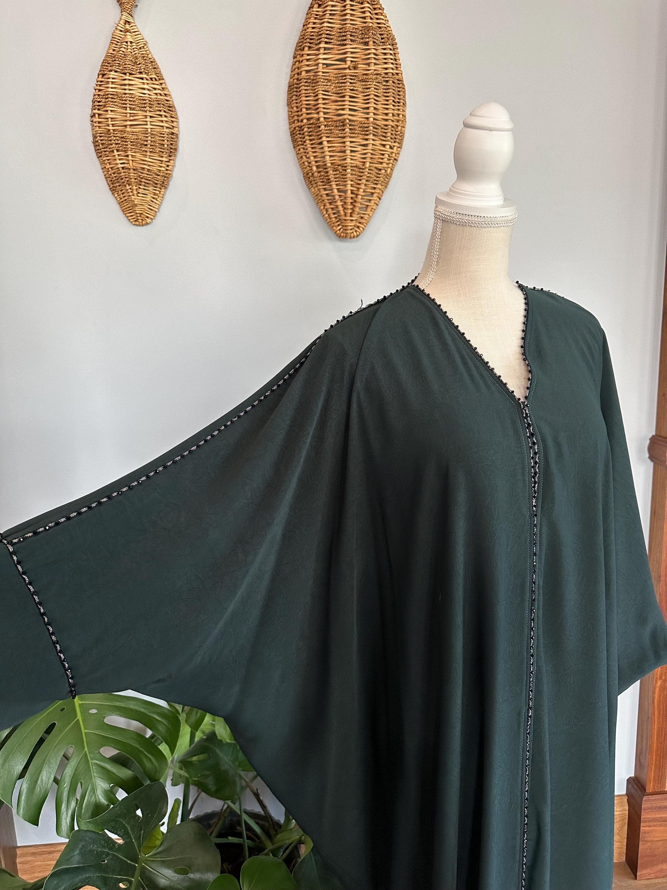 Green Butterfly Abaya with Matching Headscarf - image 4