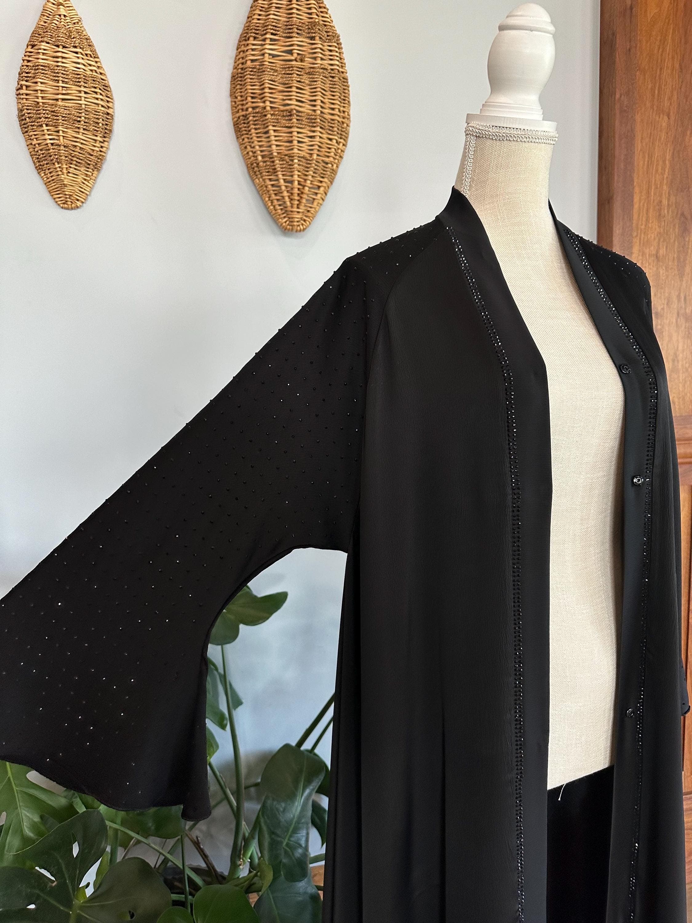 Black Bedazzled Abaya: Dubai Modest Dress with Headscarf & Belt - image 4