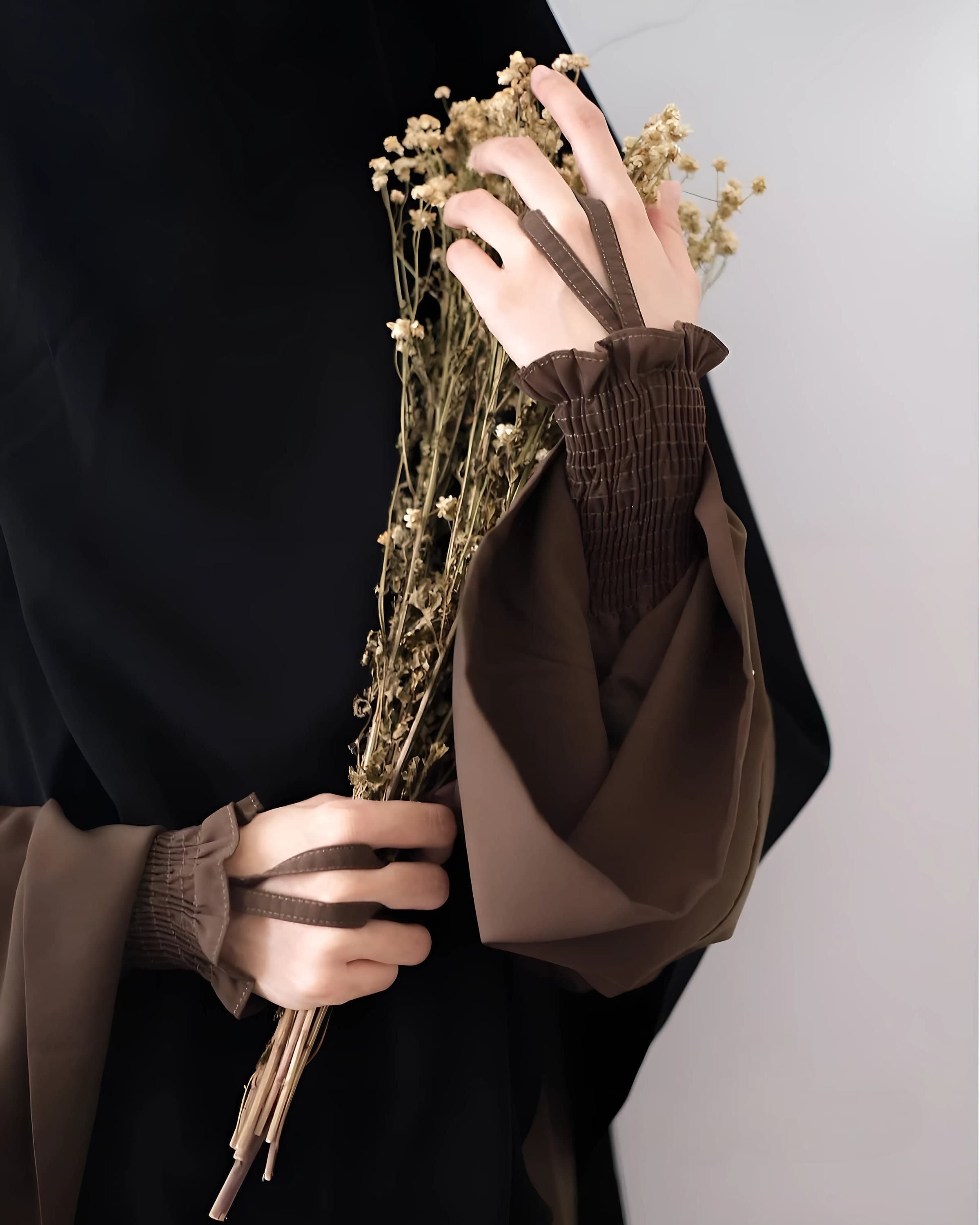Fortaleza Fabric Abaya Dress with French Khimar & Adjustable Vest