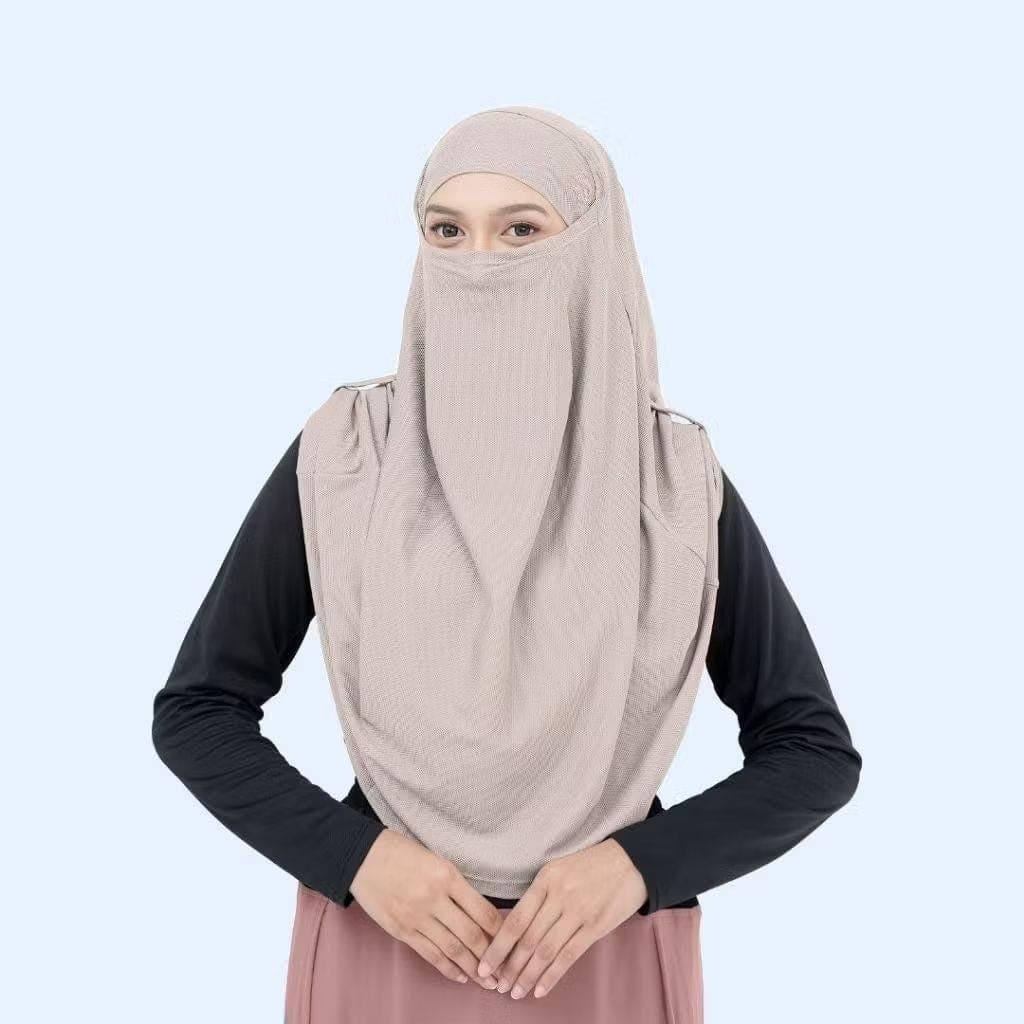 Multifunctional Sports Khimar Hijab: Quick-Dry Polyester Spandex Activewear