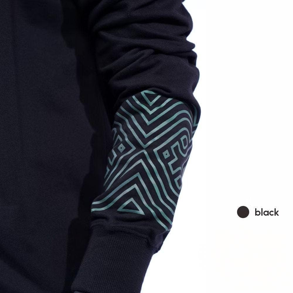 “Men’s black sweatshirt with Middle Eastern pattern on sleeve, made from soft Combed Baby Terry fabric”