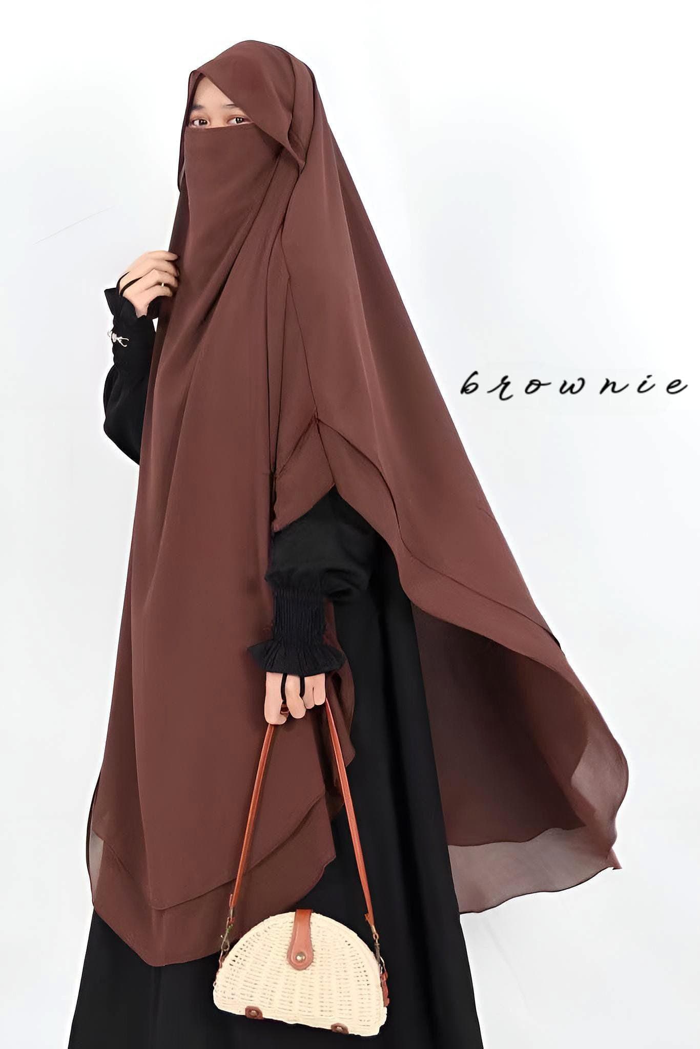 French Khimar Jilbab with Niqab, Premium Ceruty Babydoll, Two-Layer Hijab - image 4
