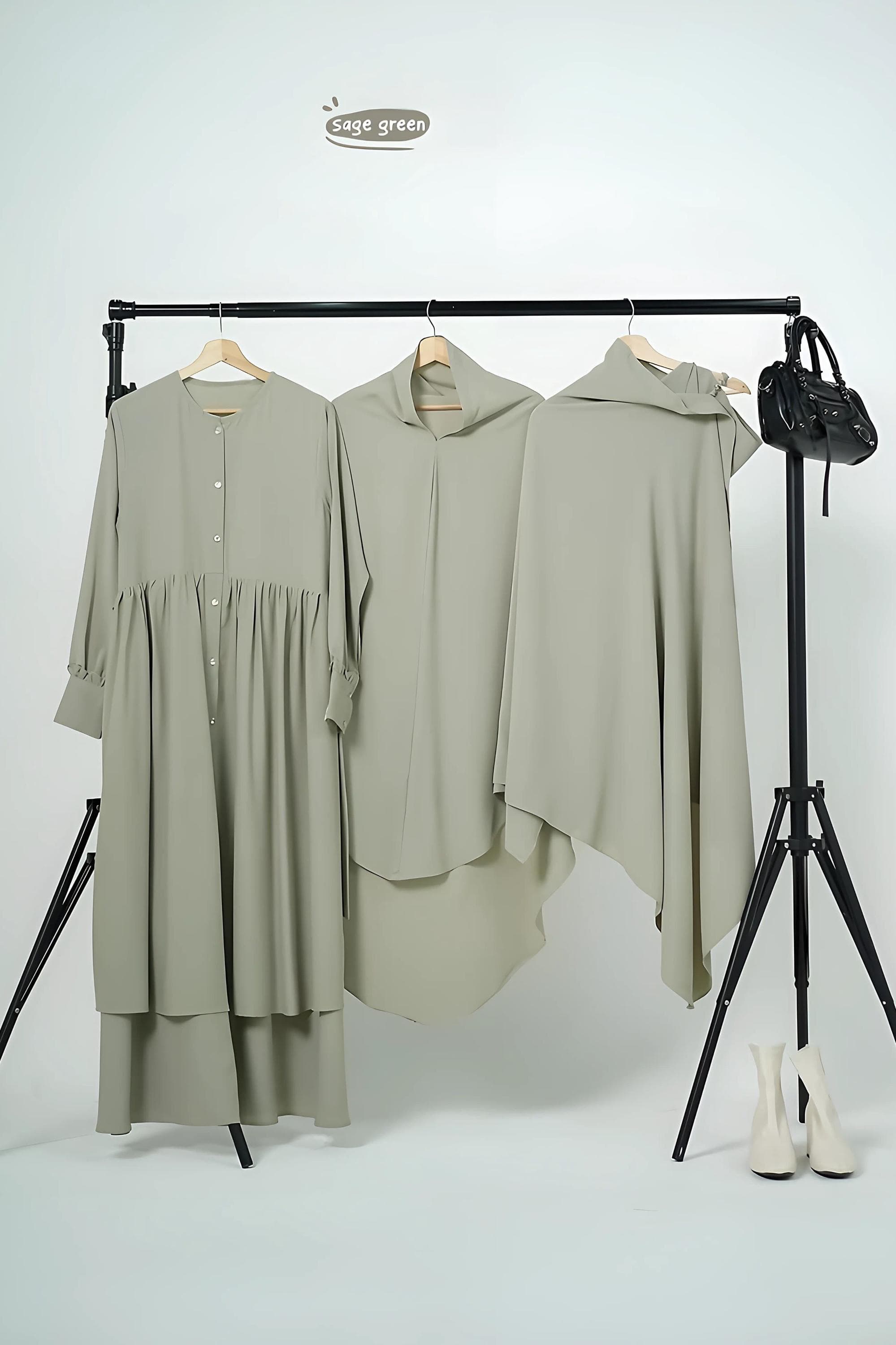 Ilyana Silk Abaya Set: French Khimar & Half Niqab - Modest Muslim Dress - image 4