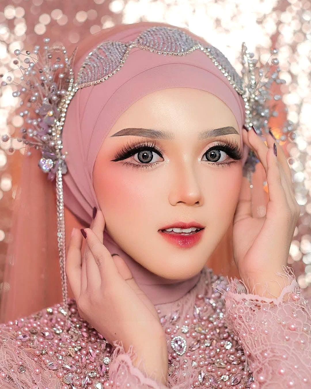 Silver Crystal Pearl Bridal Headpiece: Muslim Wedding Hijab Tiara Crown