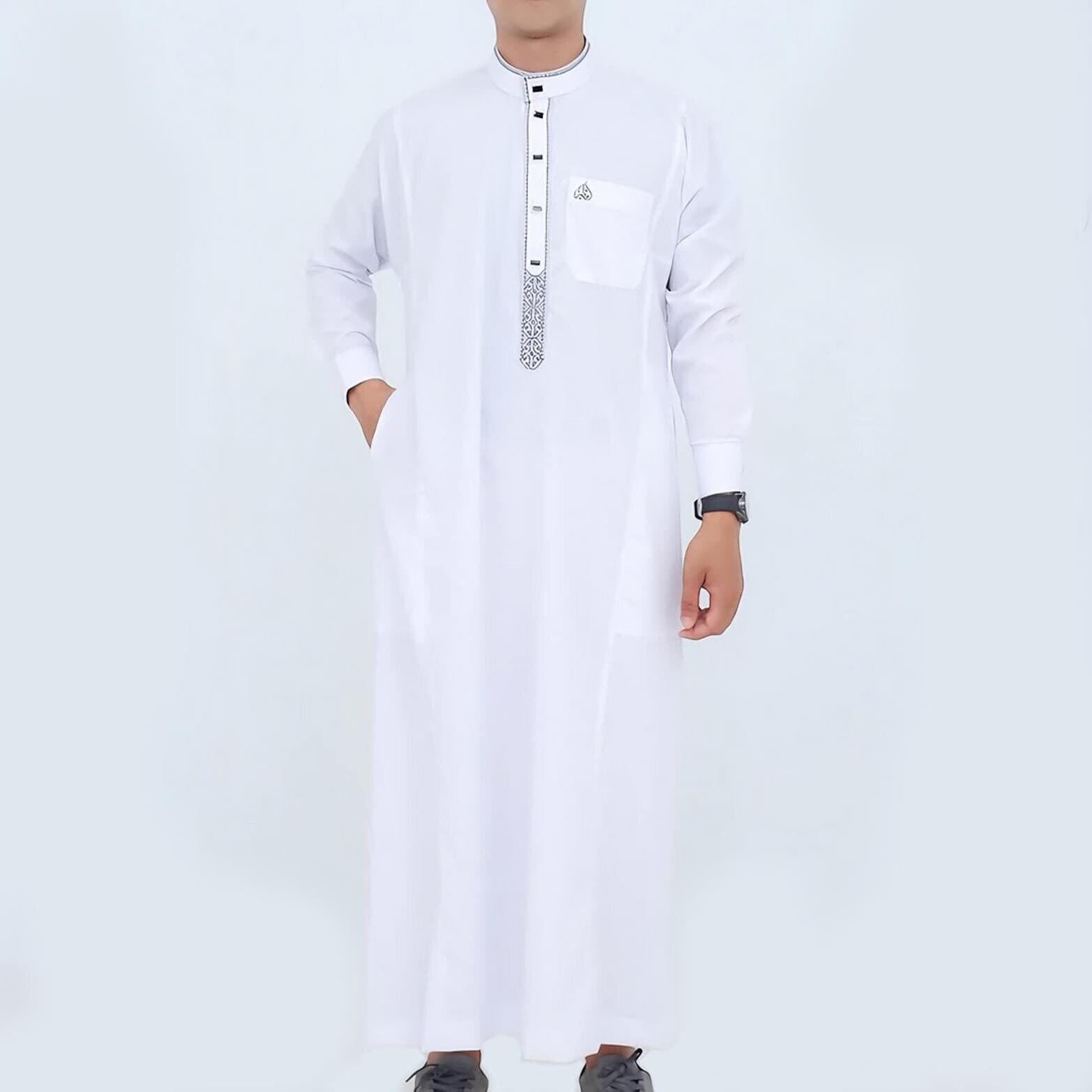 Men's Sultan Raza Jubba Thobe - Elegant Embroidered Islamic Robe