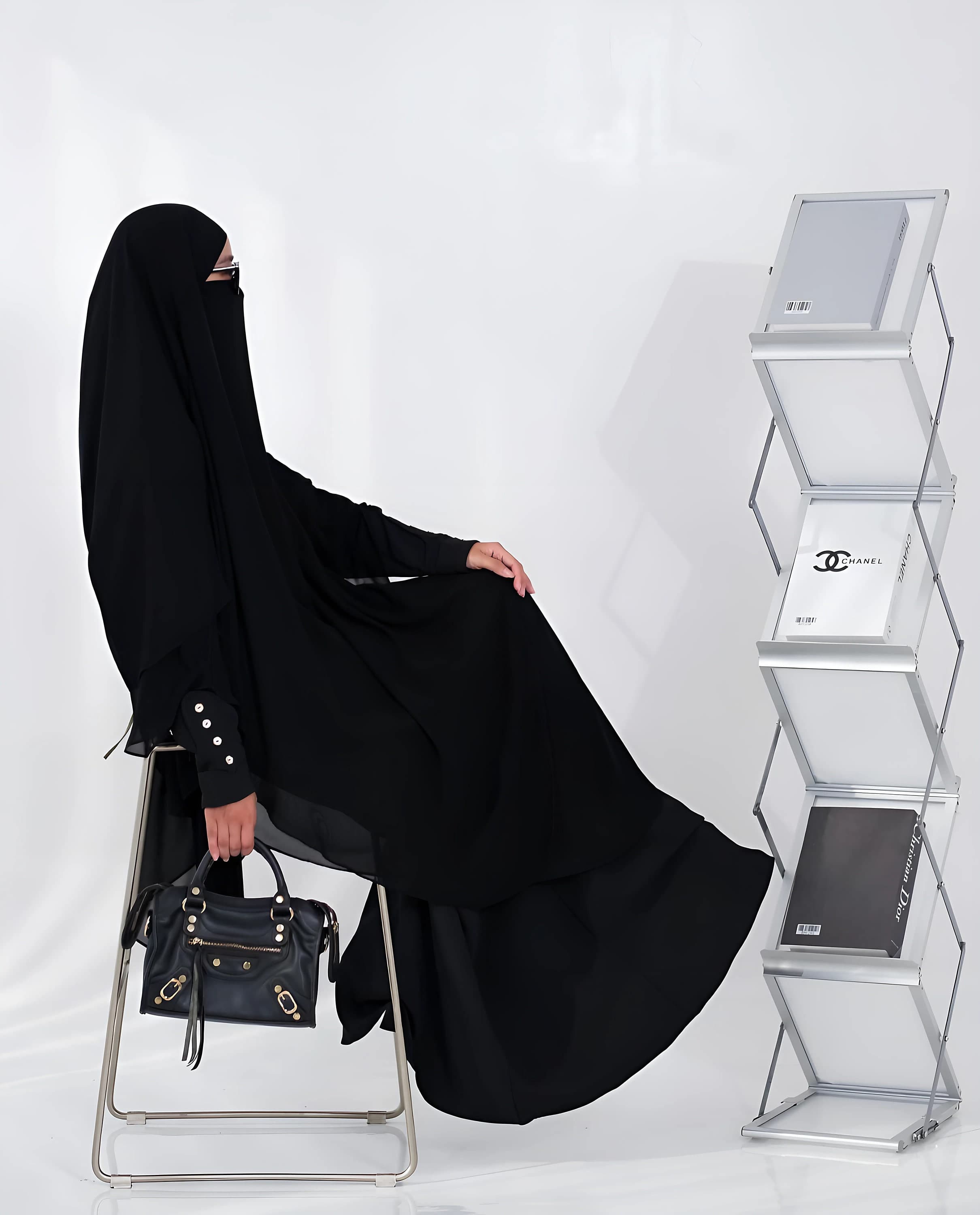 Mina Anti-UV Abaya with French Khimar: Gold Button Cuffs, Modest Islamic Fashion - image 4