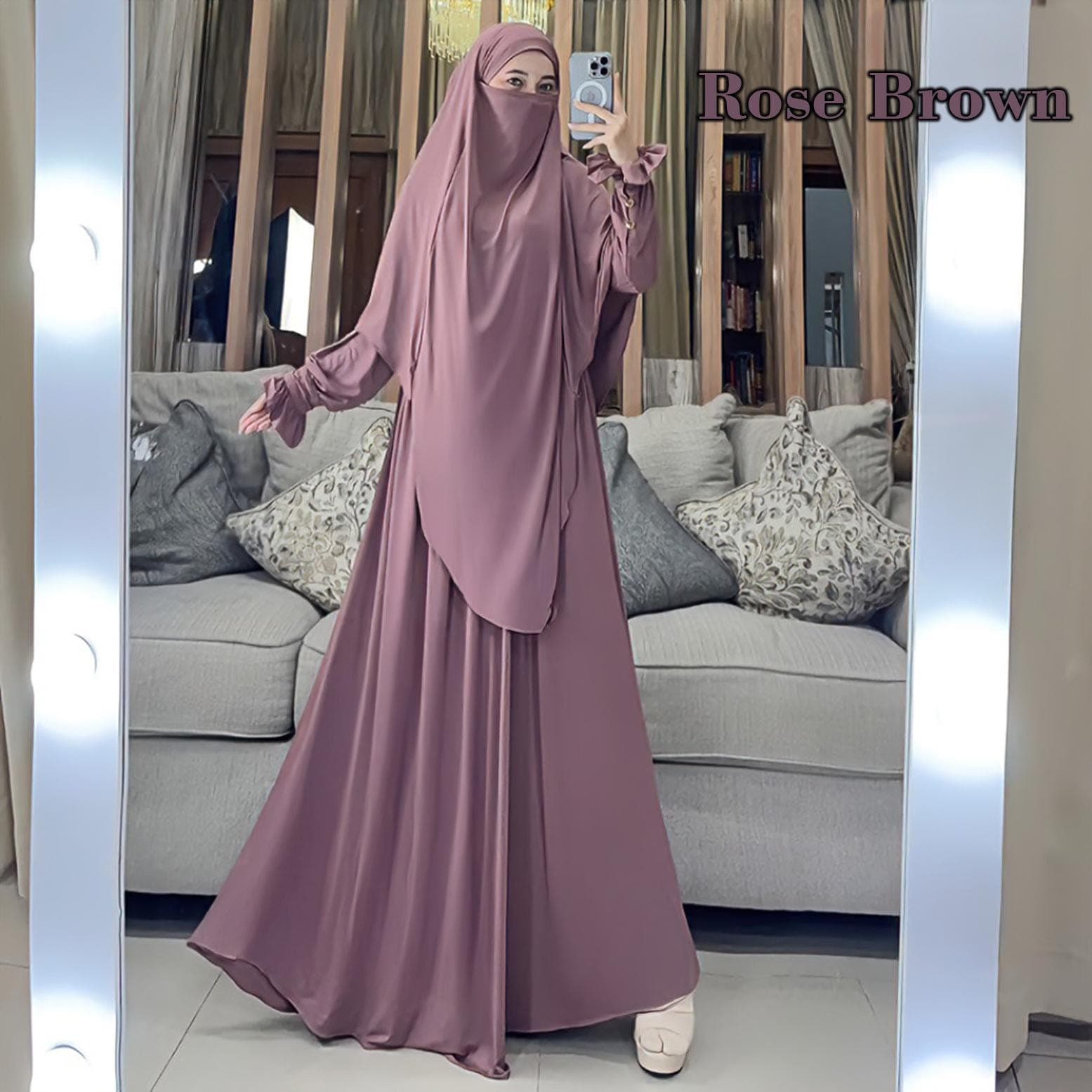 Jersey Abaya French Khimar Set: Modest Islamic Dress with Half Niqab - image 4