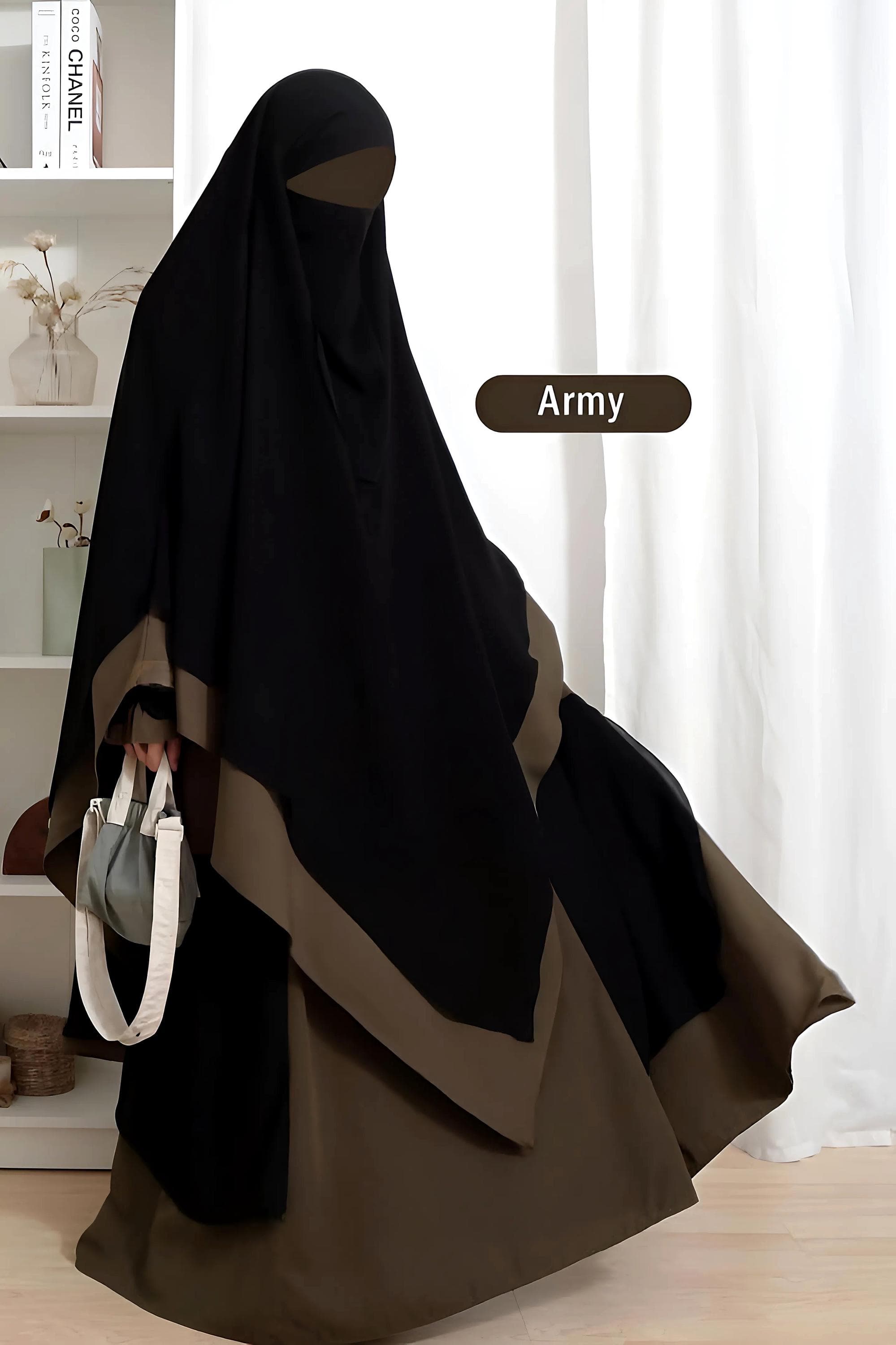 Two Tone Abaya French Khimar Niqab Set: Islamic Modest Dress - image 5