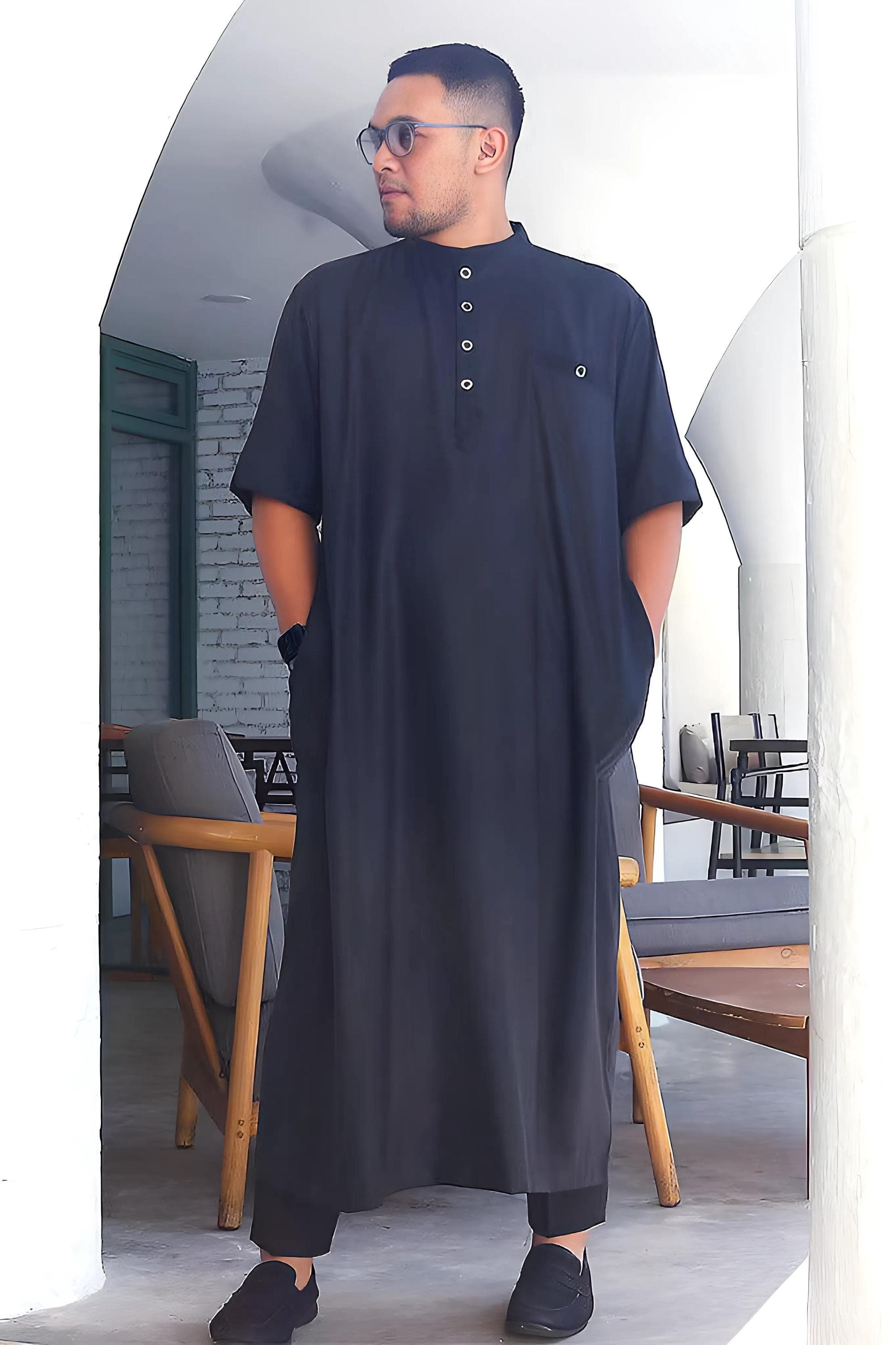 Men's Cotton Madinah Jubbah Thobe Robe - Islamic Kaftan (4XL) - image 5