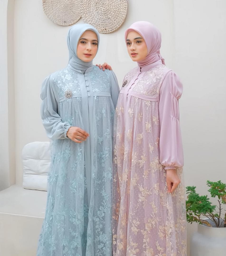Luxury Organza Tulle Abaya Dress – Modest Islamic Evening Gown