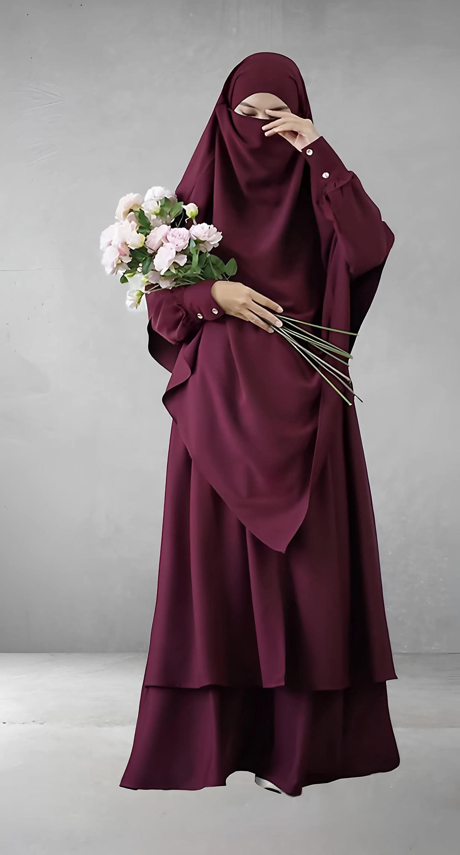 Ilyana Silk Abaya Set: French Khimar & Half Niqab - Modest Muslim Dress - image 5
