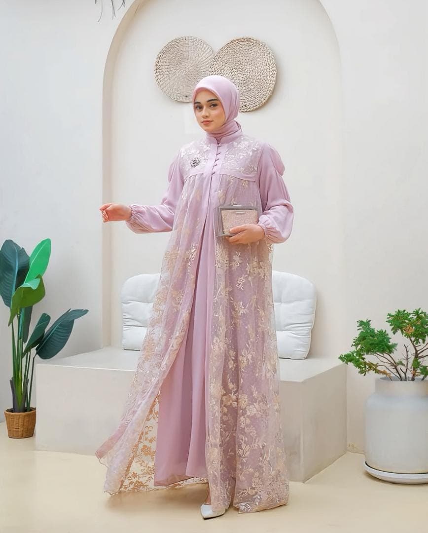Luxury Organza Tulle Abaya Dress – Modest Islamic Evening Gown - image 5