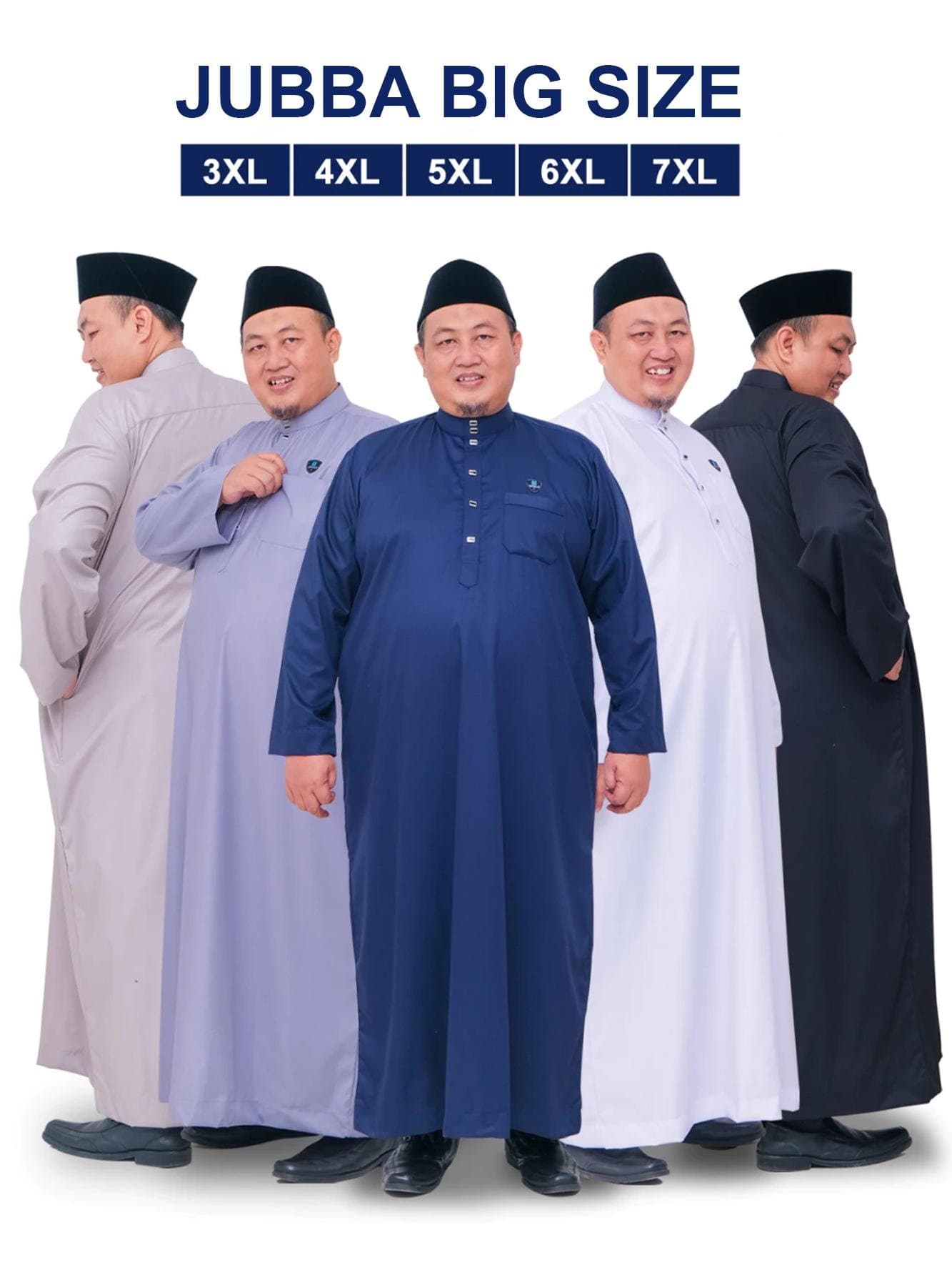 Men's Cotton Jubba Robe: Islamic Thobe, Big Size 3XL-7XL