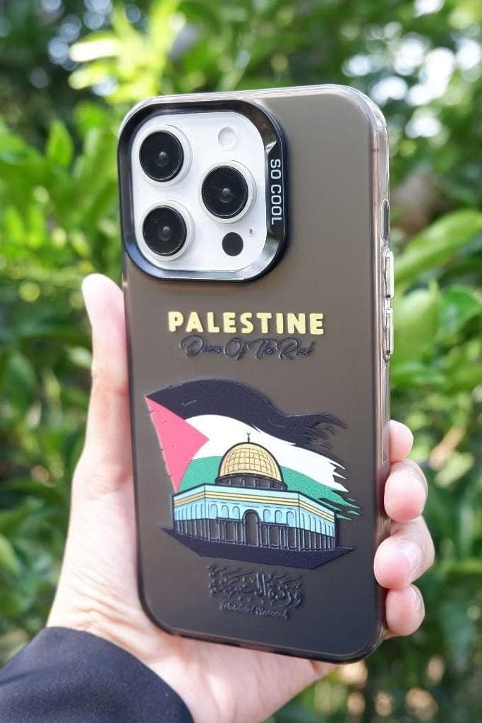 “Palestine phone case with Dome of the Rock illustration, Palestinian flag, UV-printed on soft silicone glossy cover for iPhone and Samsung”
