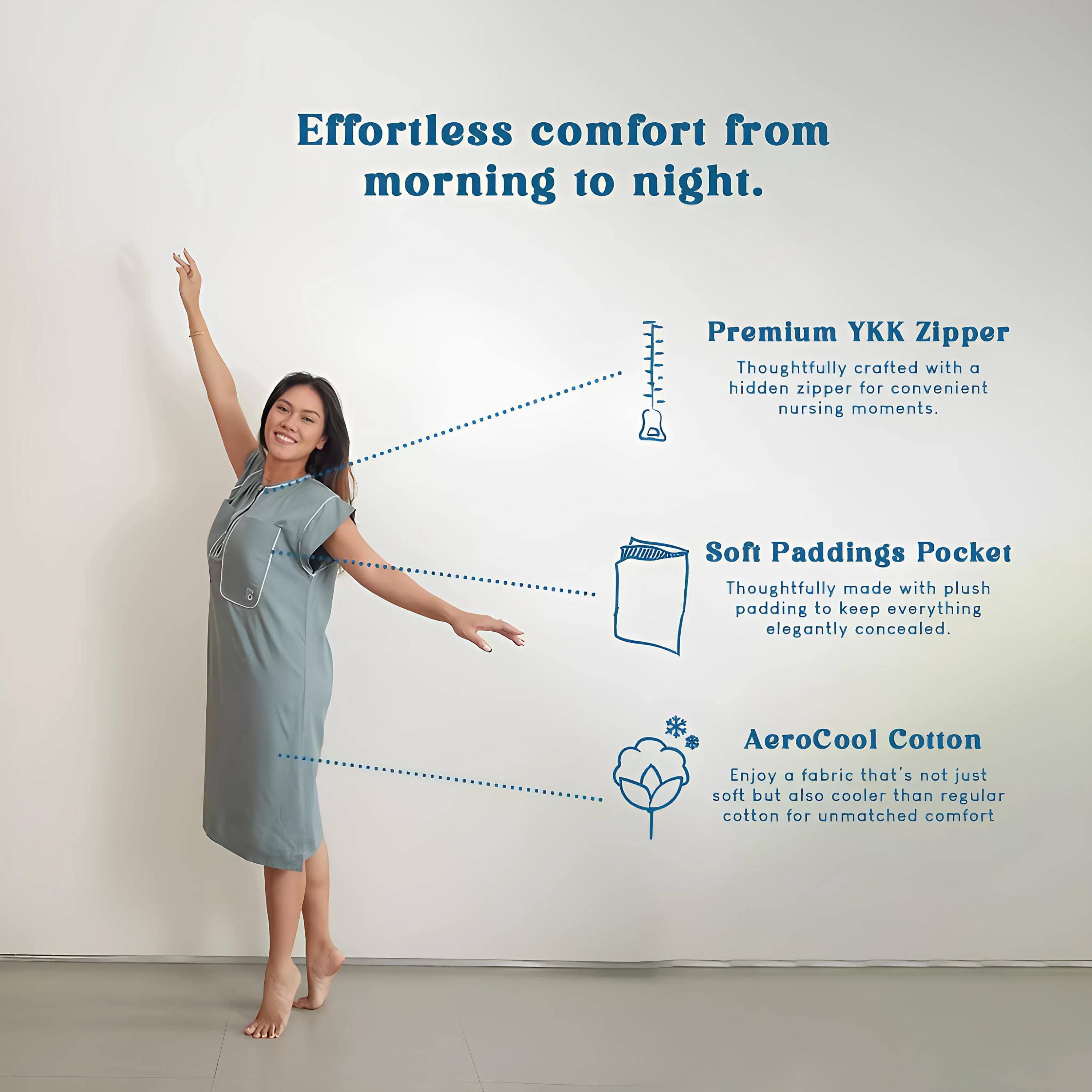 Braless Silky Nightgown with Padded Pockets - image 3