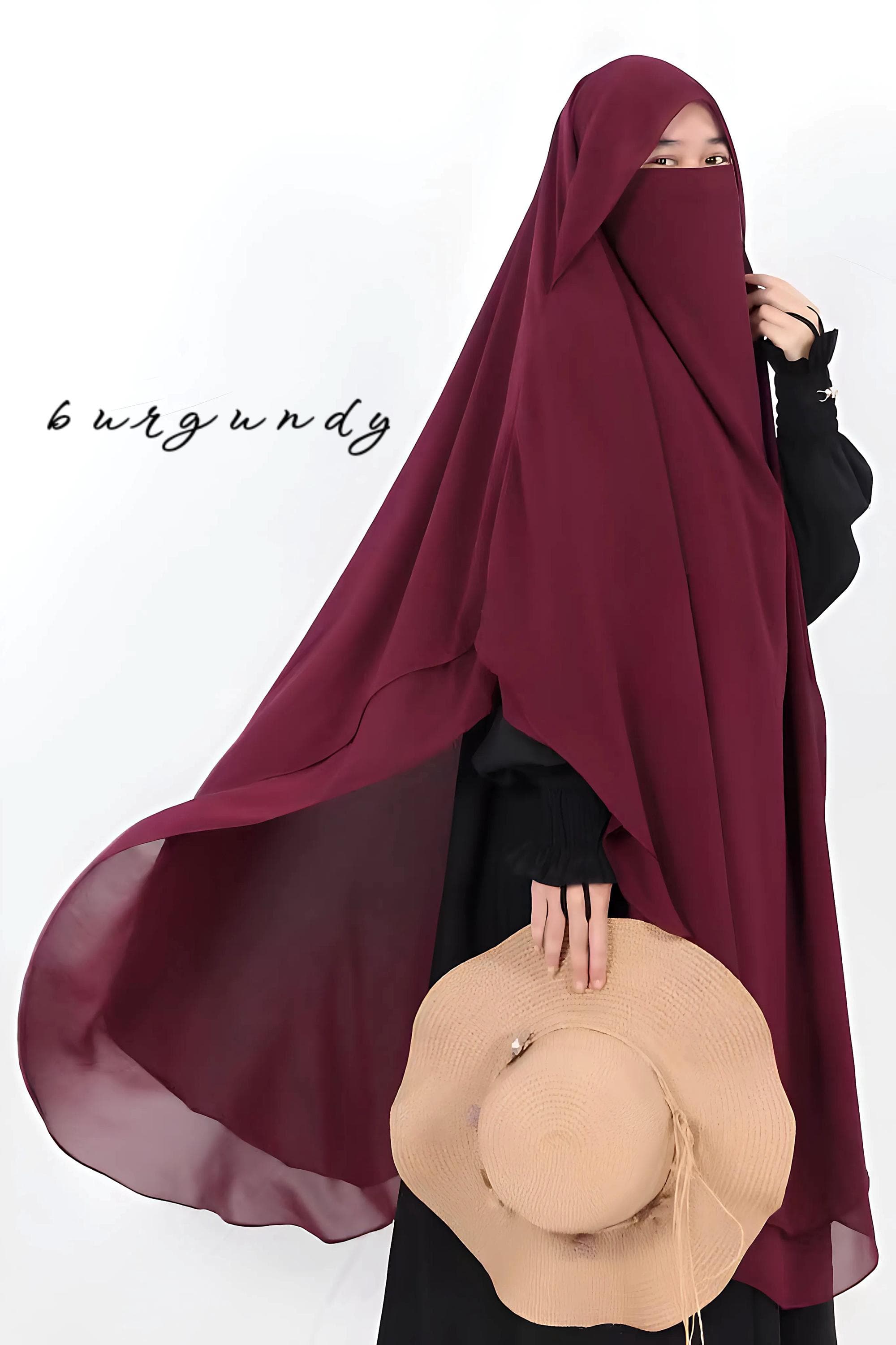 French Khimar Jilbab with Niqab, Premium Ceruty Babydoll, Two-Layer Hijab - image 5