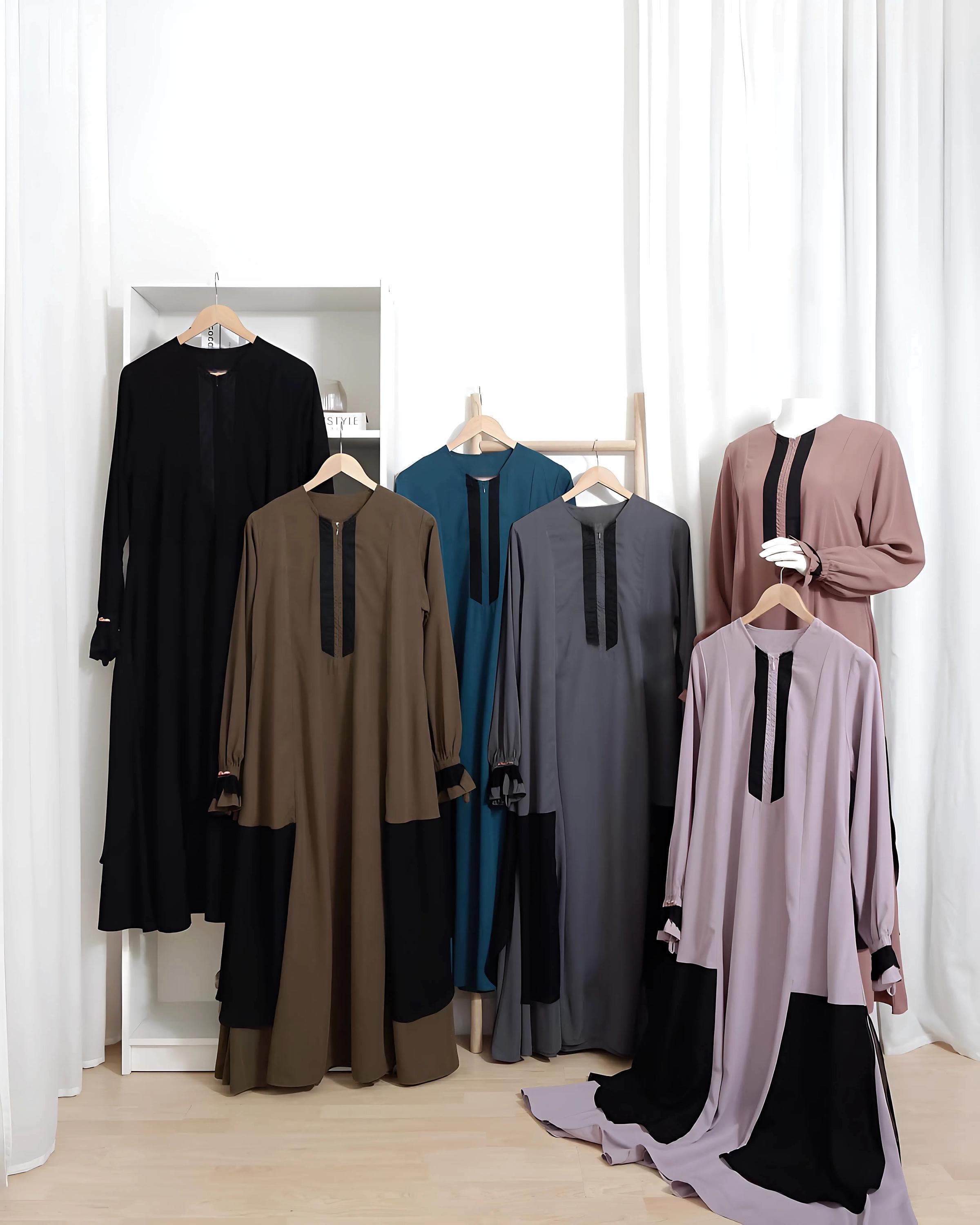 Two Tone Abaya French Khimar Niqab Set: Islamic Modest Dress - image 4