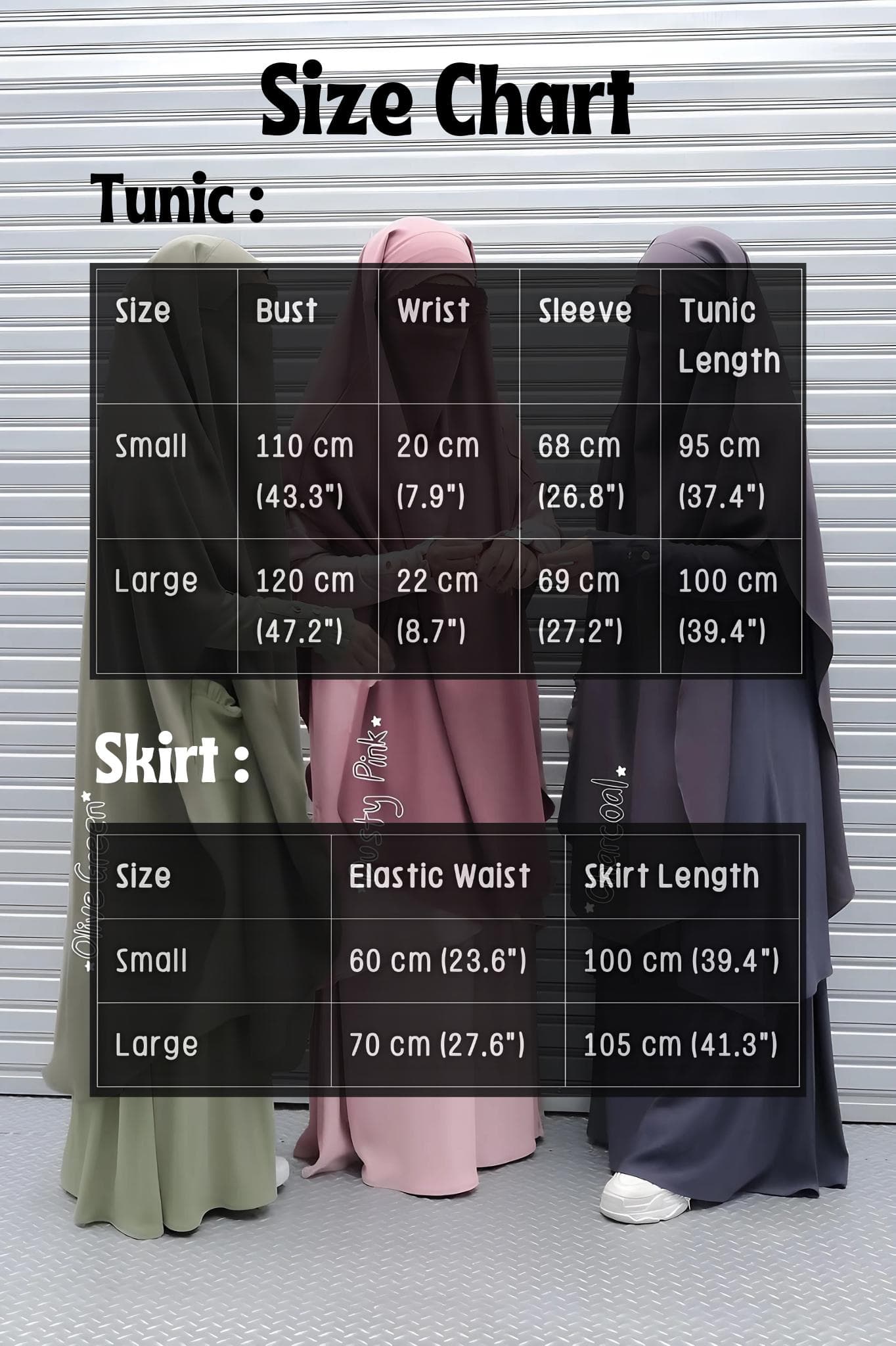 Knit Tunic & Skirt Set: French Khimar, Modest Batwing Sleeve, Anti-UV - image 3