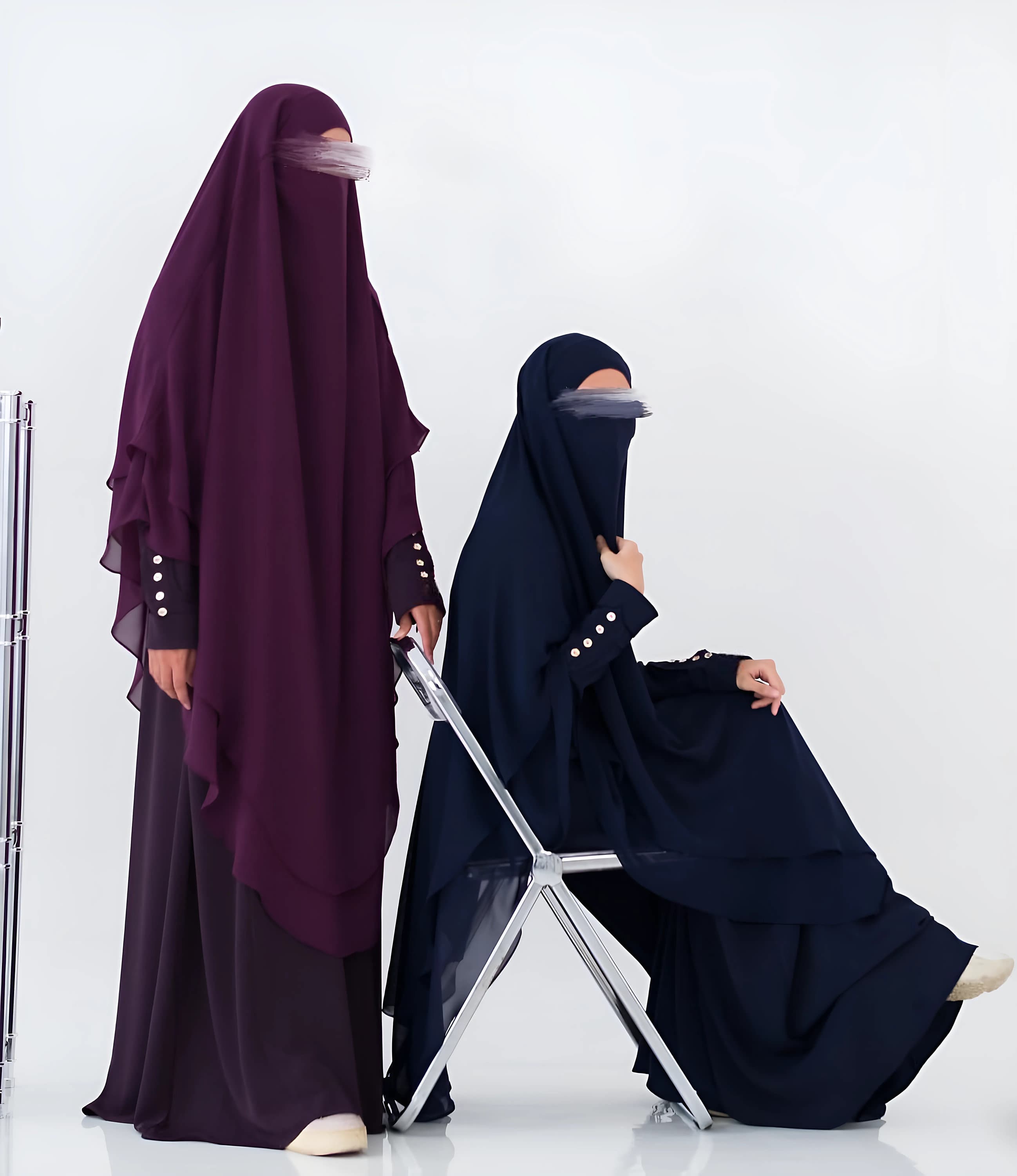 Mina Anti-UV Abaya with French Khimar: Gold Button Cuffs, Modest Islamic Fashion - image 5
