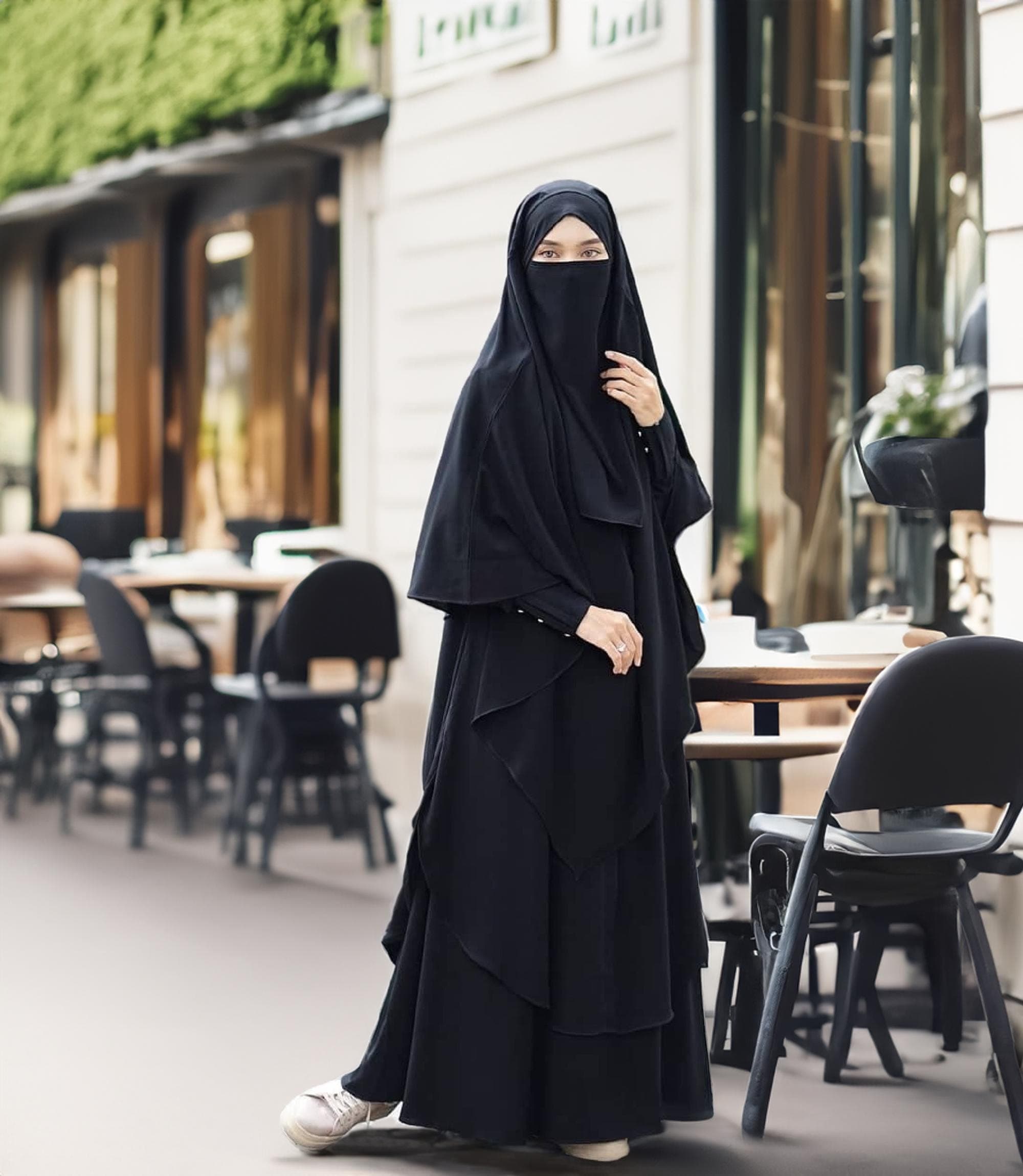 Modern Muslimah Abaya: French Khimar, Half Niqab, Islamic Prayer Dress