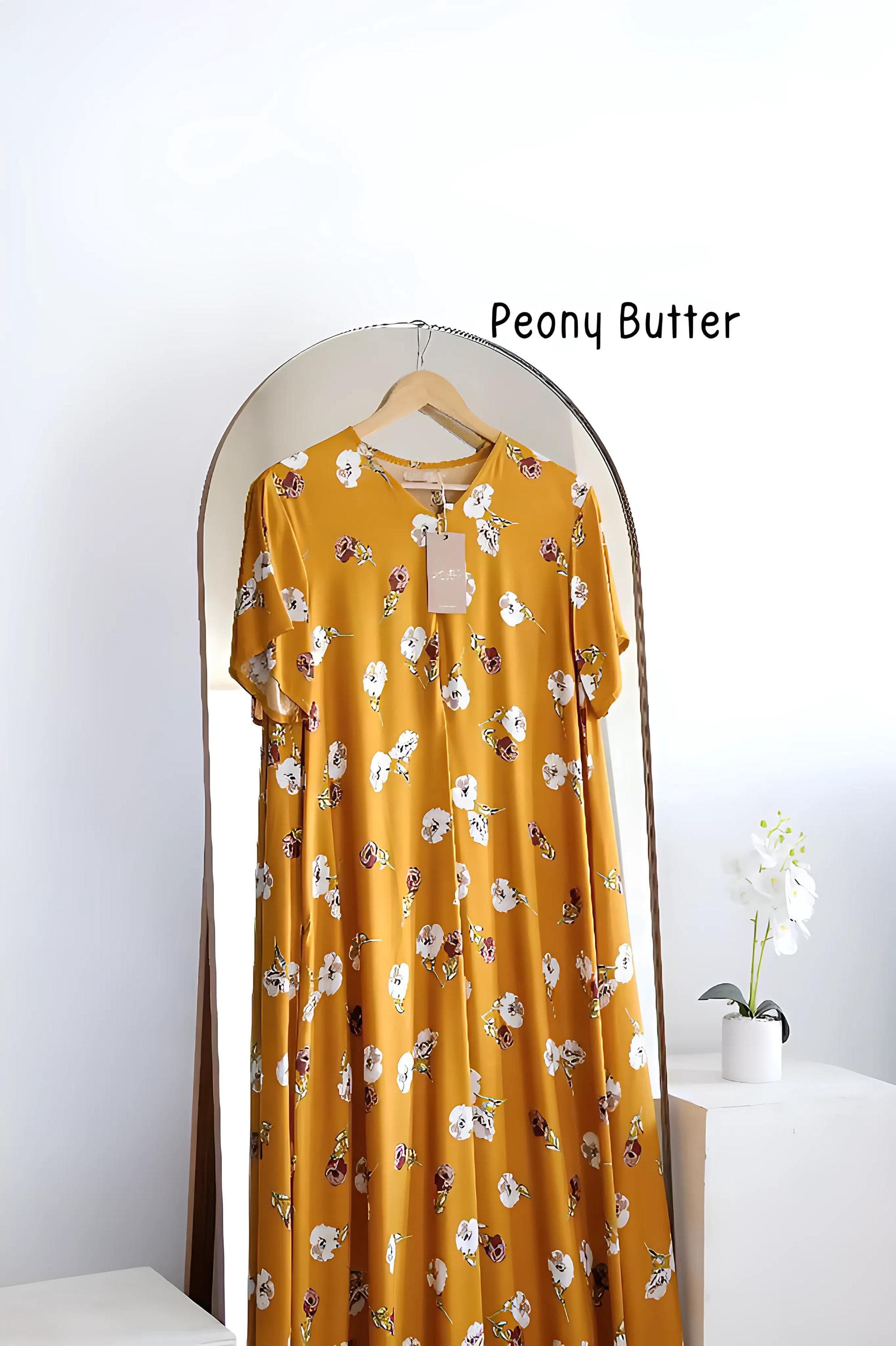 Floral Cotton Rayon Pajama Dress: A-Line Loungewear with Pockets