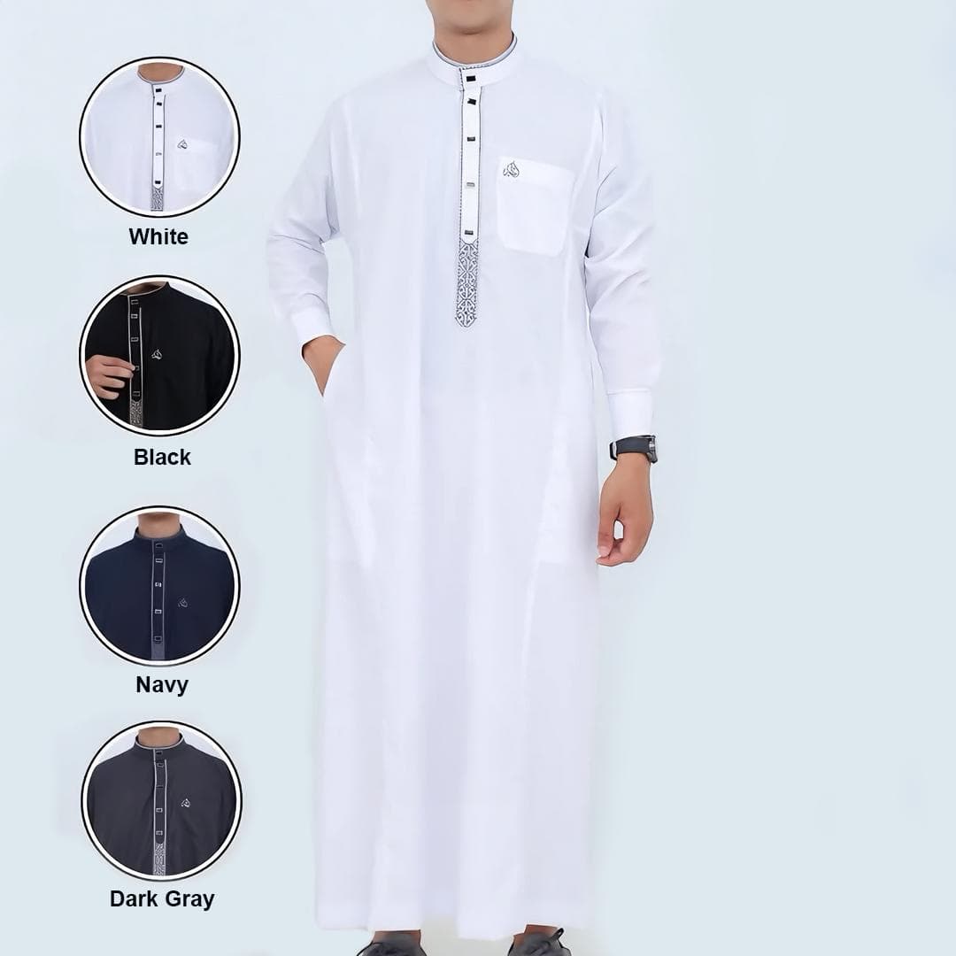 Men's Sultan Raza Jubba Thobe - Elegant Embroidered Islamic Robe - image 4