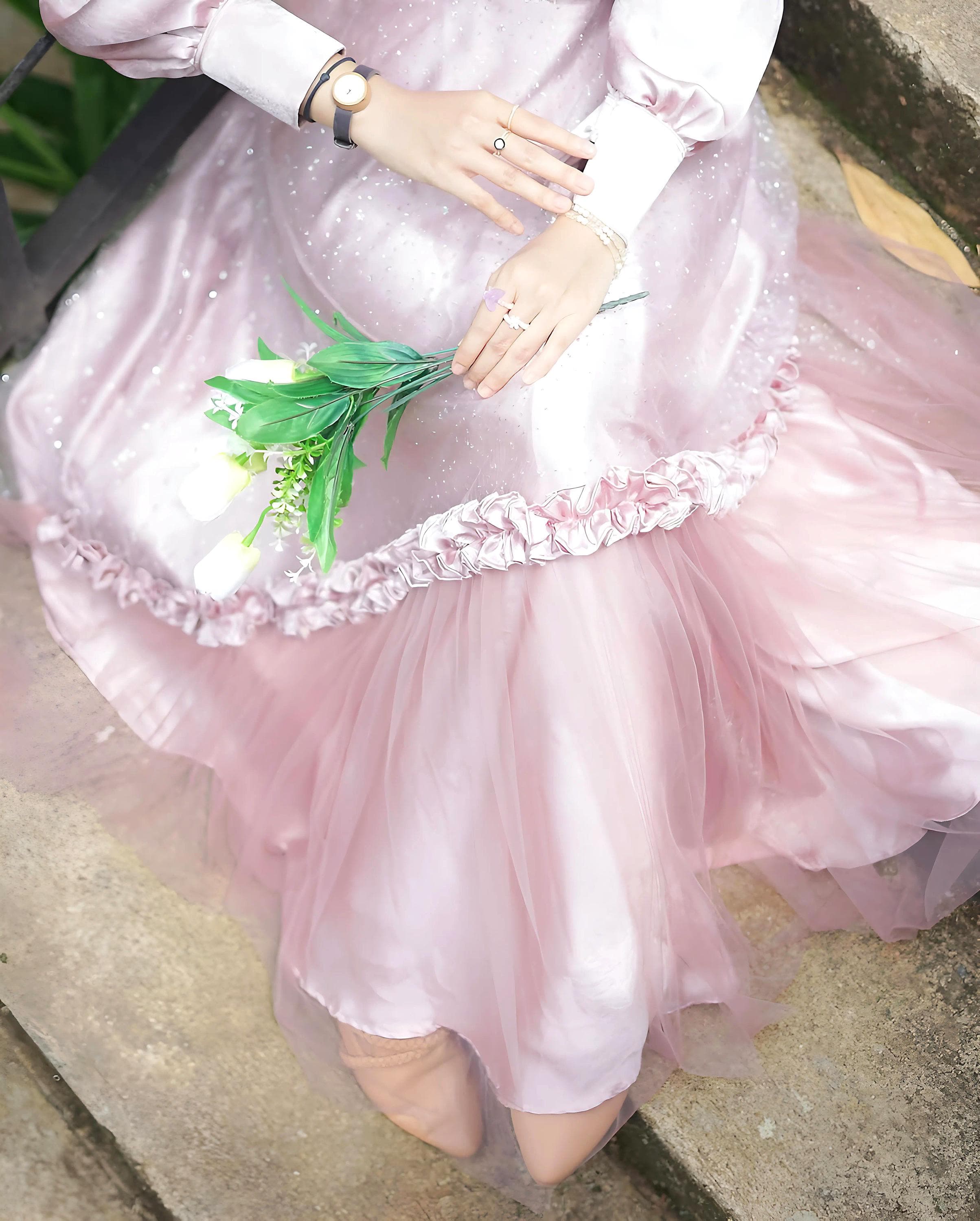 Eid Abaya Dress: Tulle Gown with Hijab Scarf, Islamic Modest Fashion - image 5
